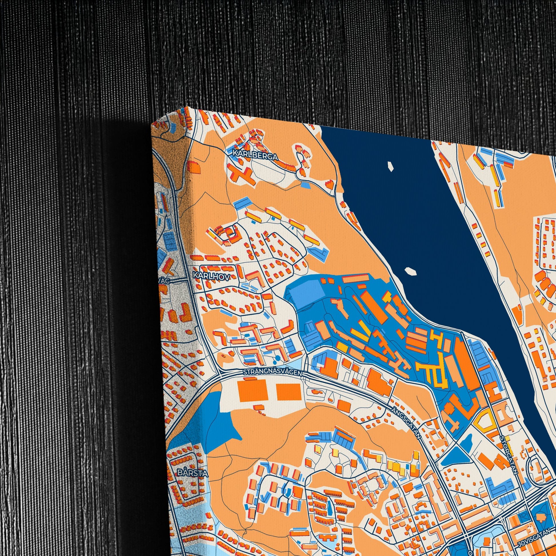 Södertälje Sweden Colorful City Map Canvas Print Detail