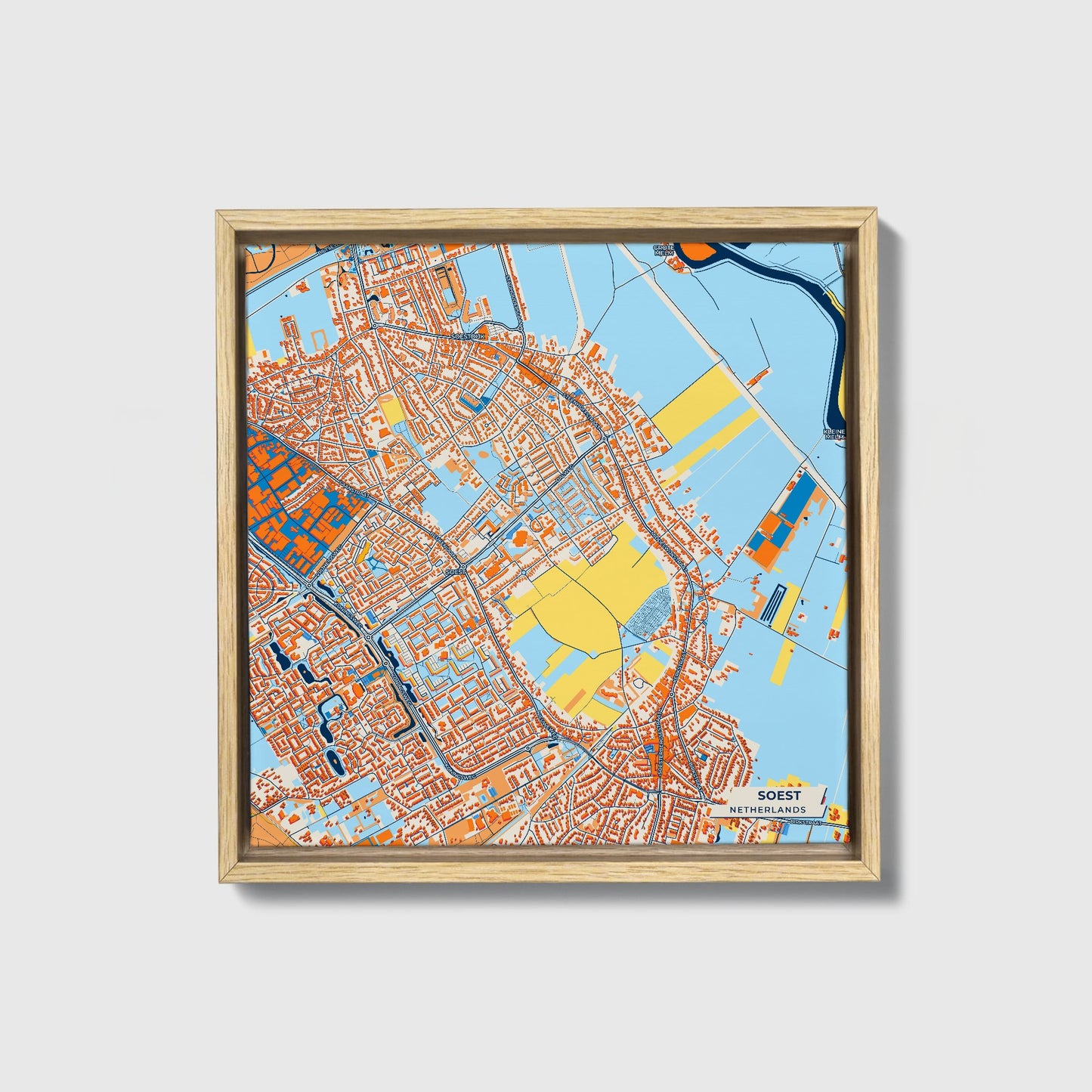 Soest Netherlands Colorful City Map Canvas Print • Natural Wooden Framed