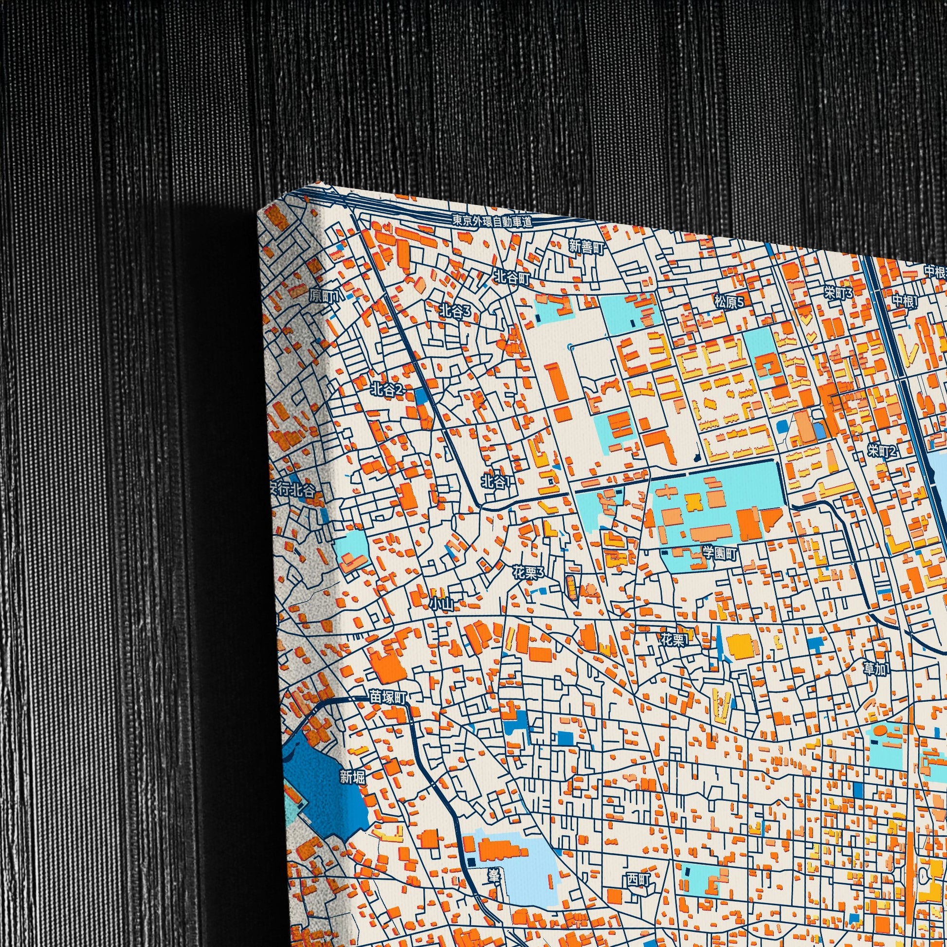 Sōka Japan Colorful City Map Canvas Print Detail