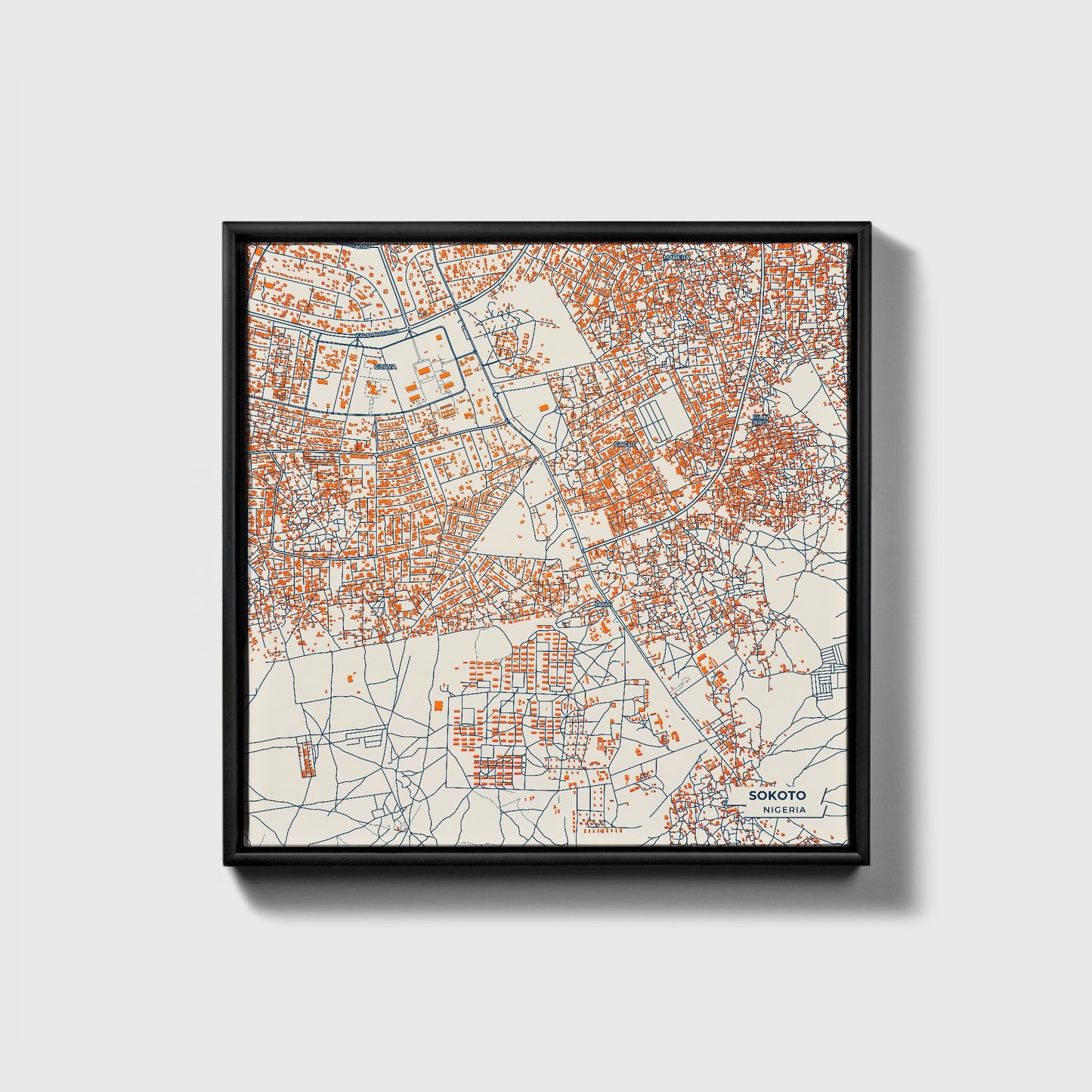 Sokoto Nigeria Colorful City Map Canvas Print • Black Framed