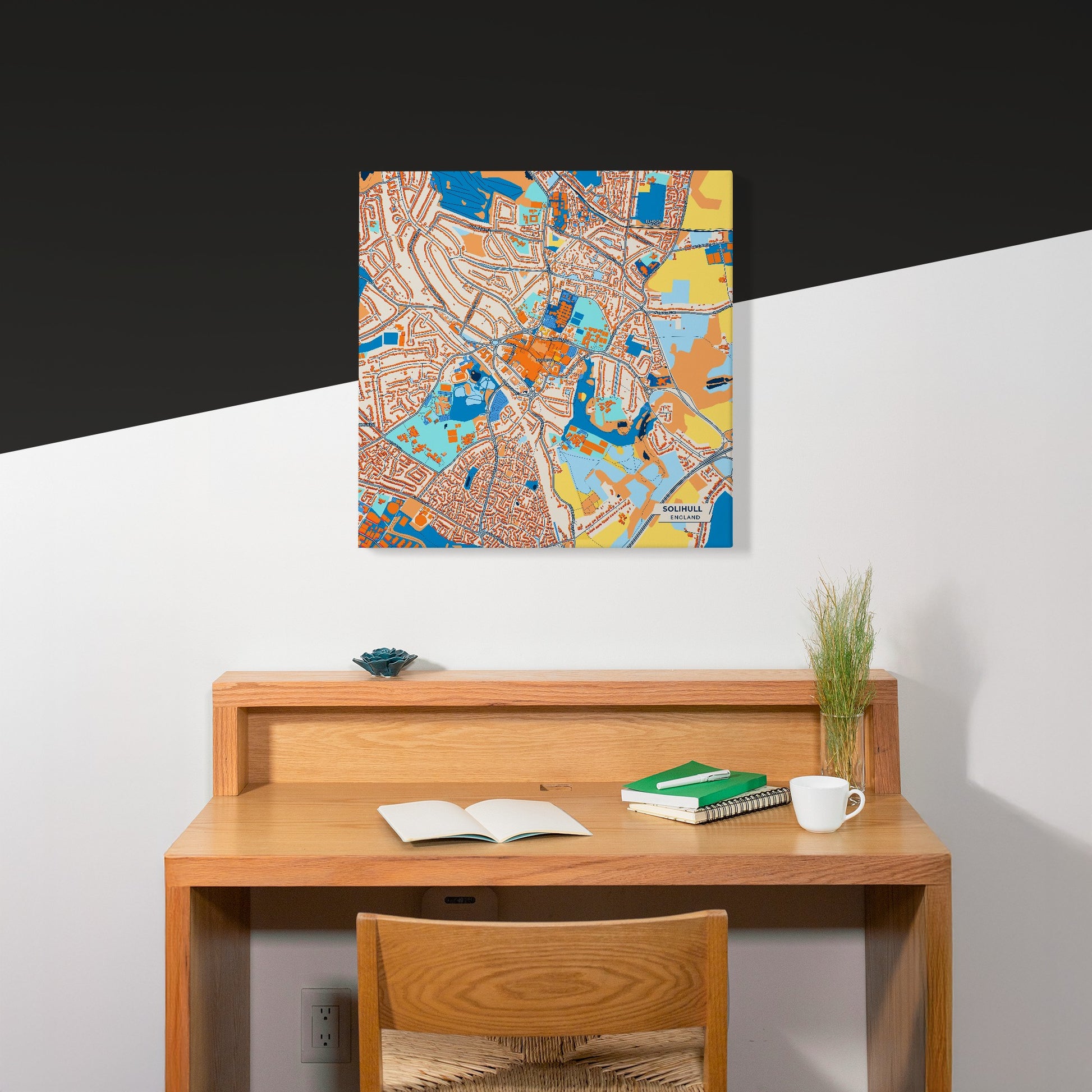 Solihull England Colorful City Map Canvas Print Scene