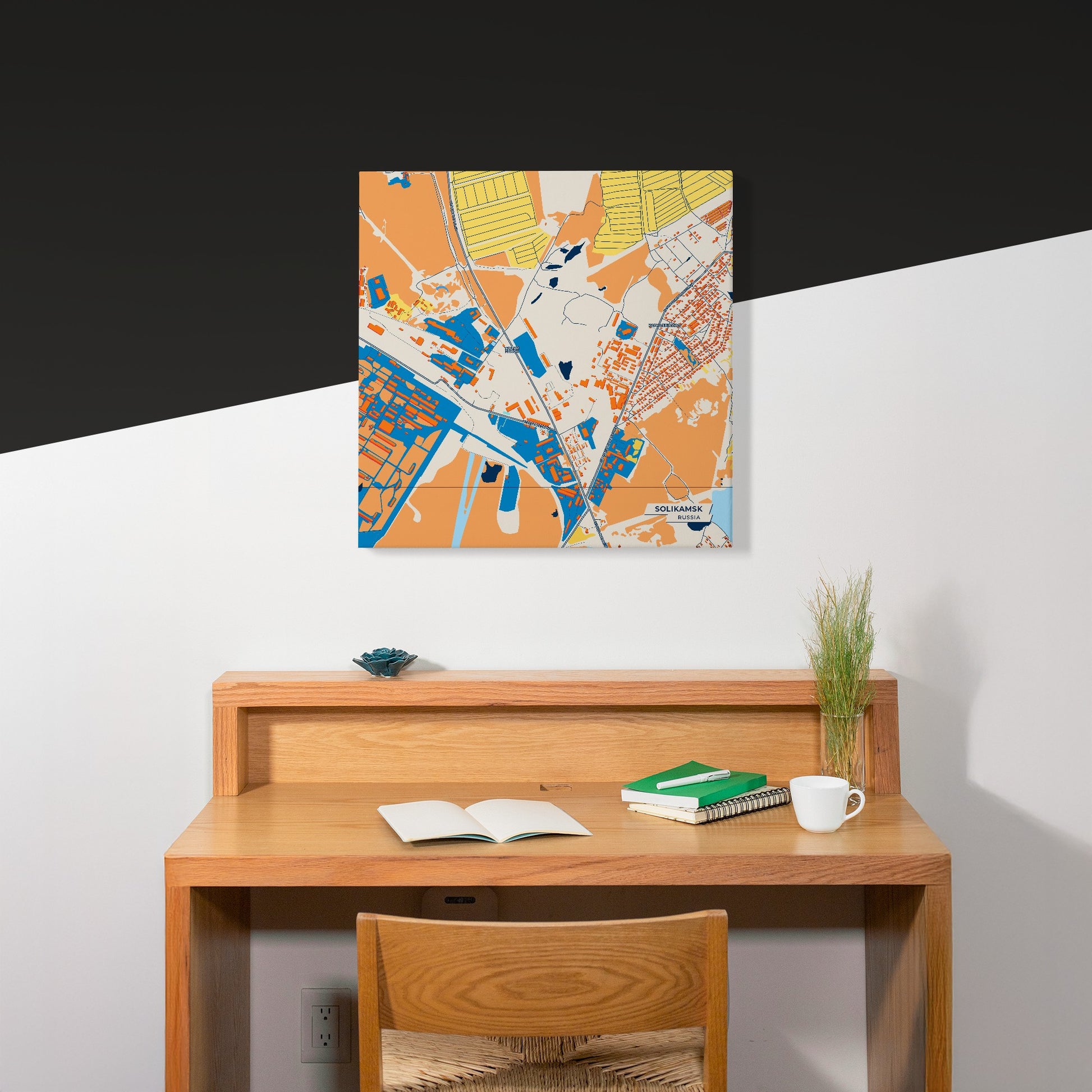 Соликамск Russia Colorful City Map Canvas Print Scene