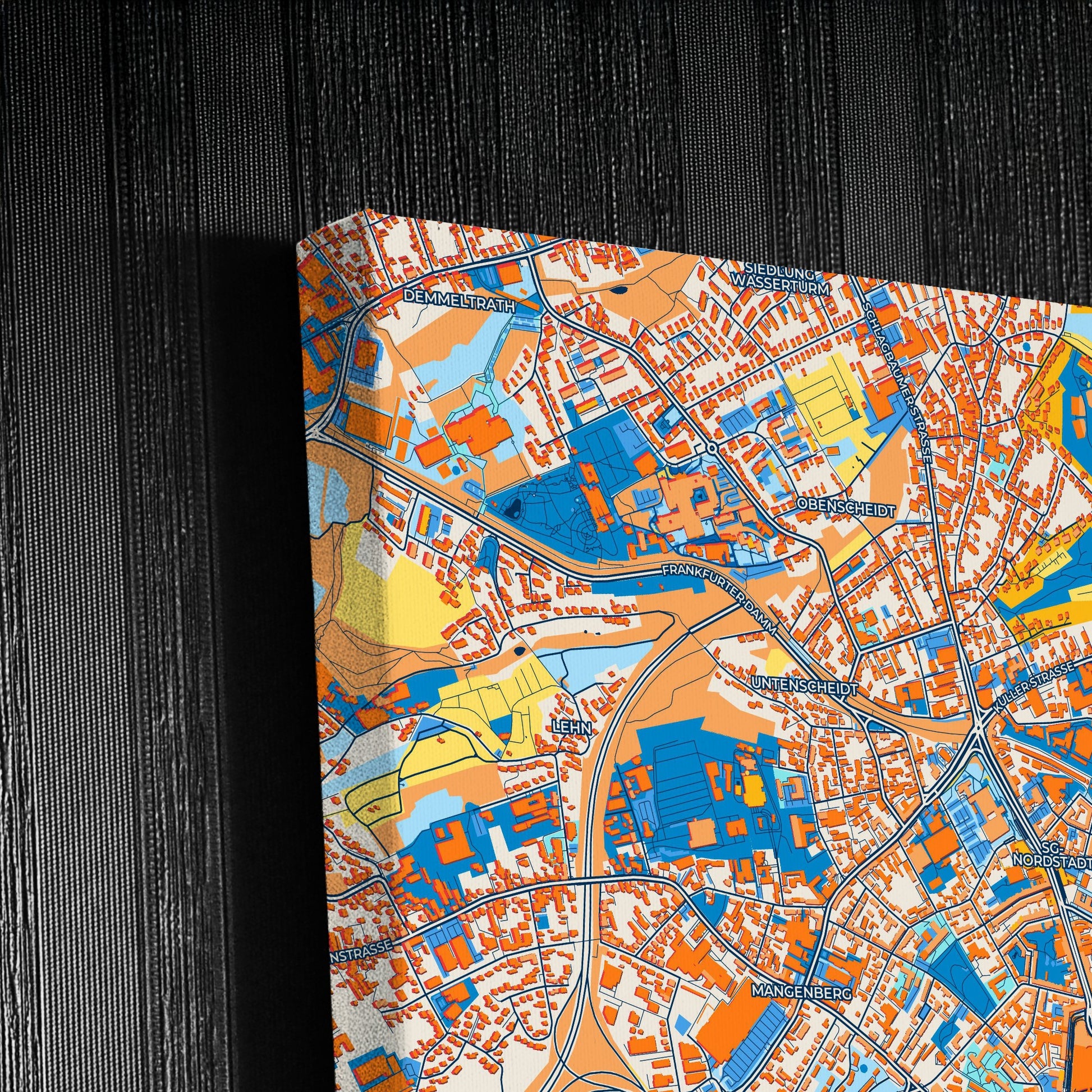 Solingen Germany Colorful City Map Canvas Print Detail