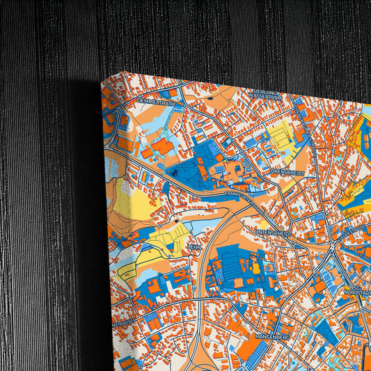 Solingen Germany Colorful City Map Canvas Print Detail