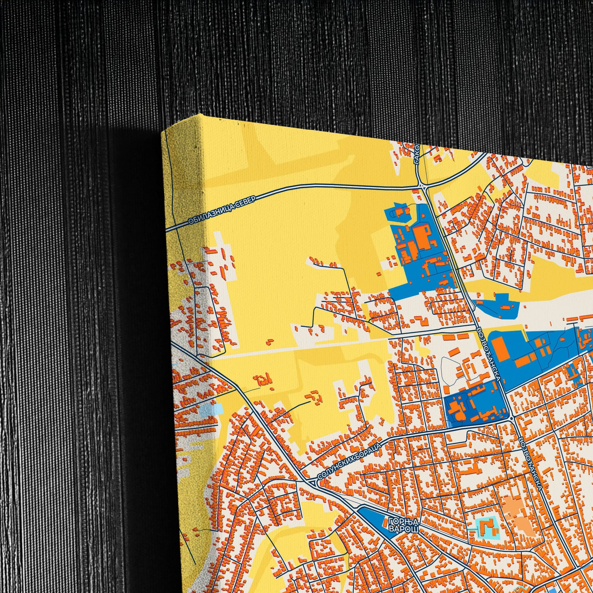Сомбор Serbia Colorful City Map Canvas Print Detail