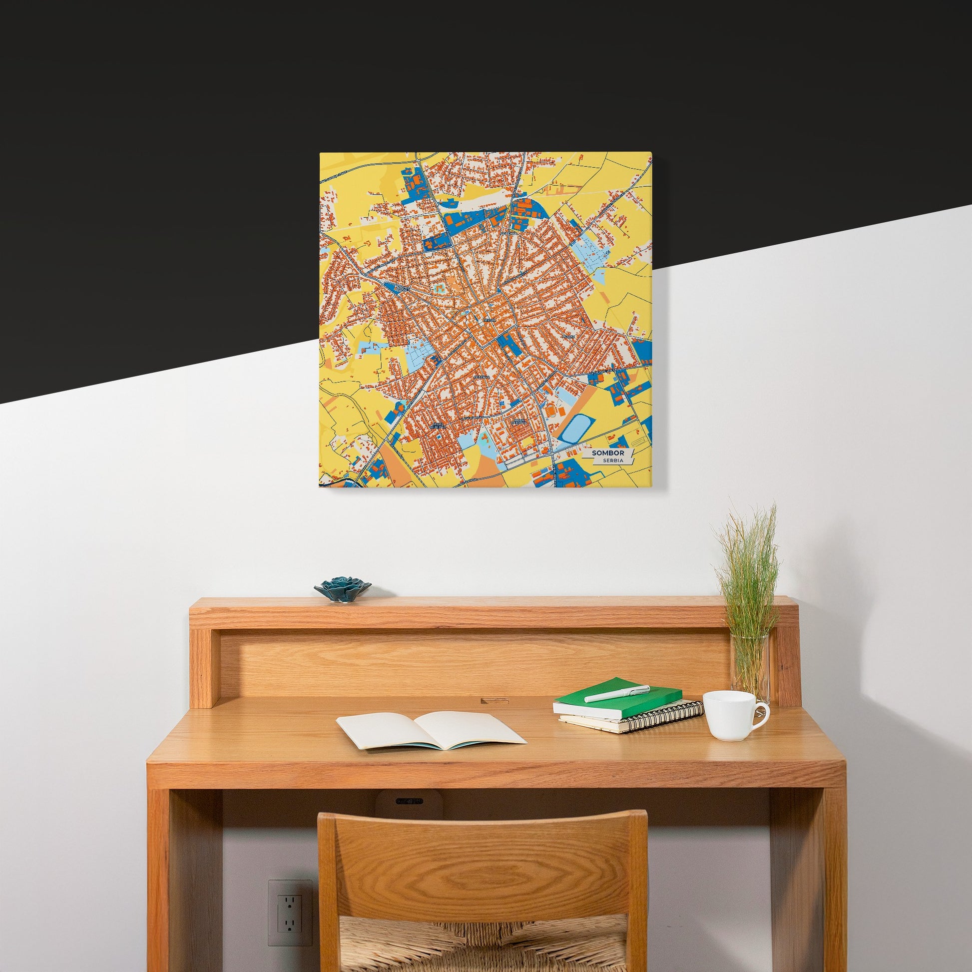 Сомбор Serbia Colorful City Map Canvas Print Scene