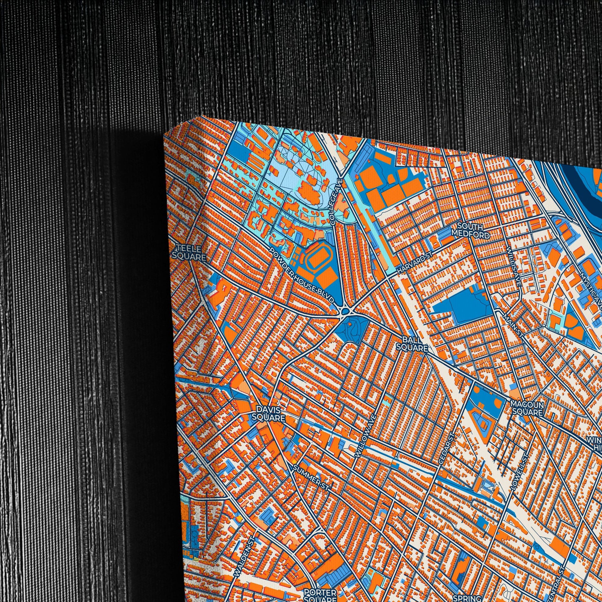 Somerville Massachusetts Colorful City Map Canvas Print Detail