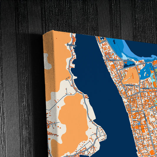 Songkhla Thailand Colorful City Map Canvas Print Detail