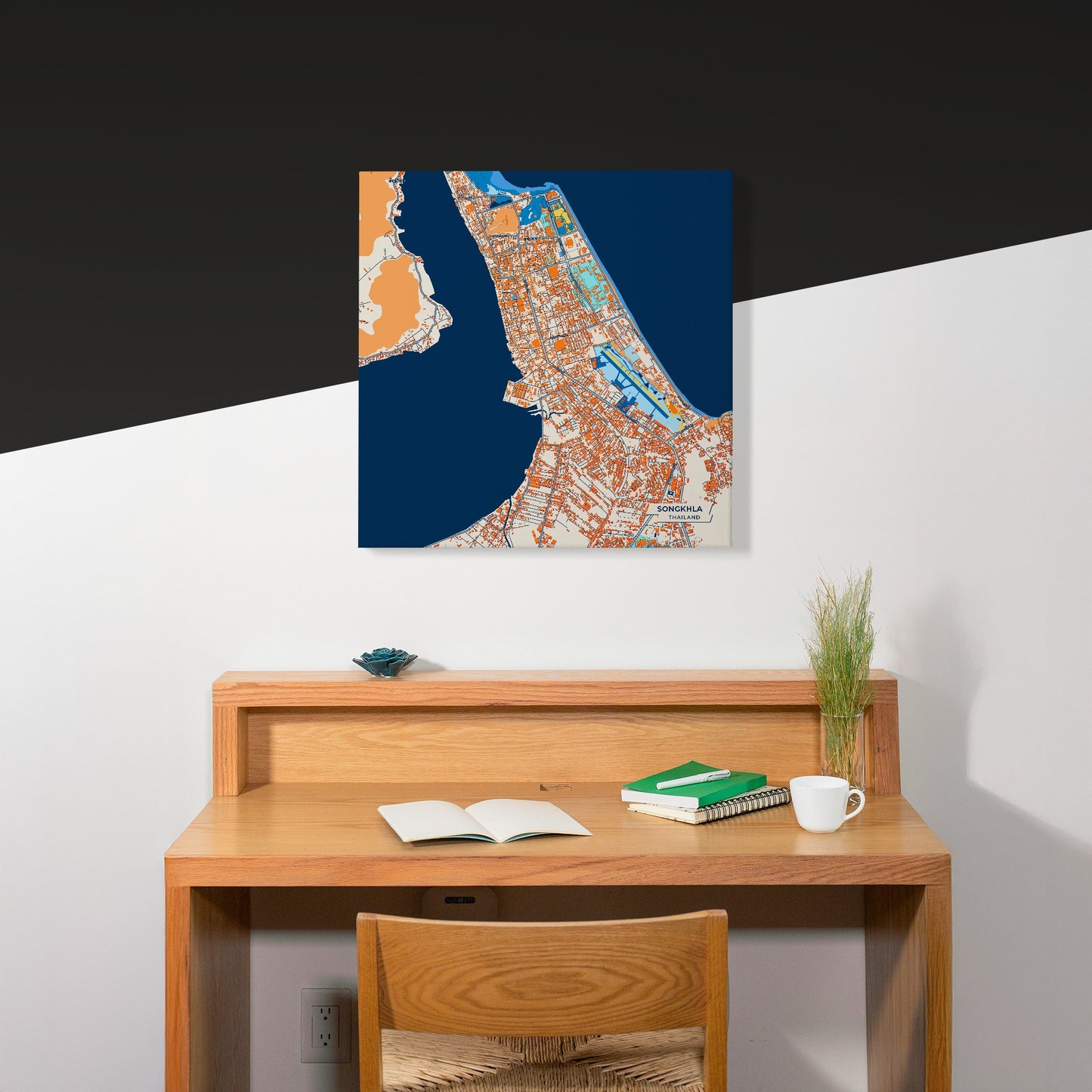 Songkhla Thailand Colorful City Map Canvas Print Scene