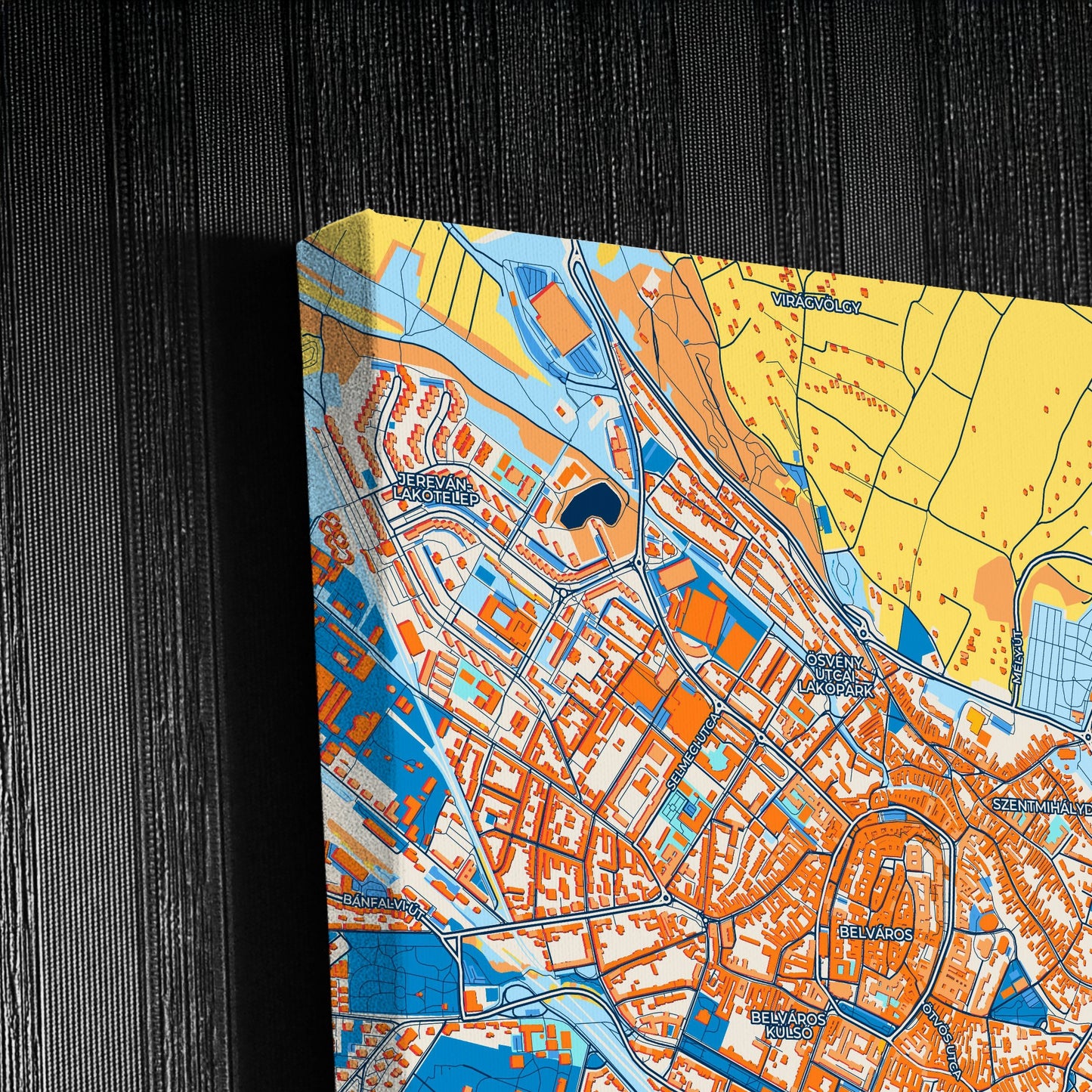 Sopron Hungary Colorful City Map Canvas Print Detail