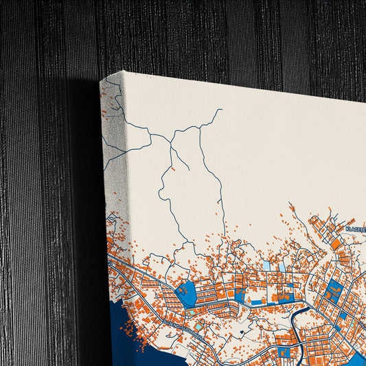 Sorong Indonesia Colorful City Map Canvas Print Detail