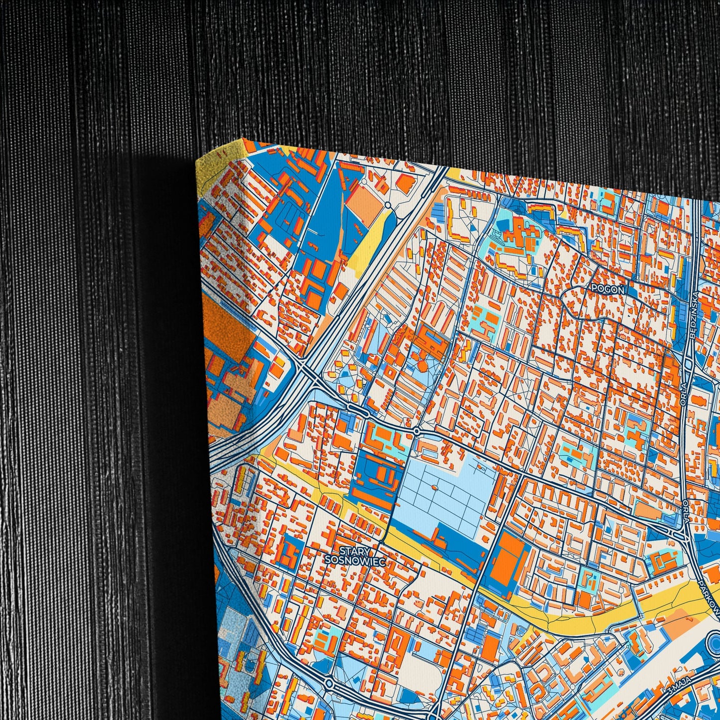 Sosnowiec Poland Colorful City Map Canvas Print Detail