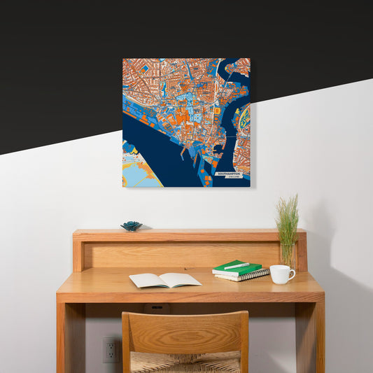 Southampton England Colorful City Map Canvas Print Scene