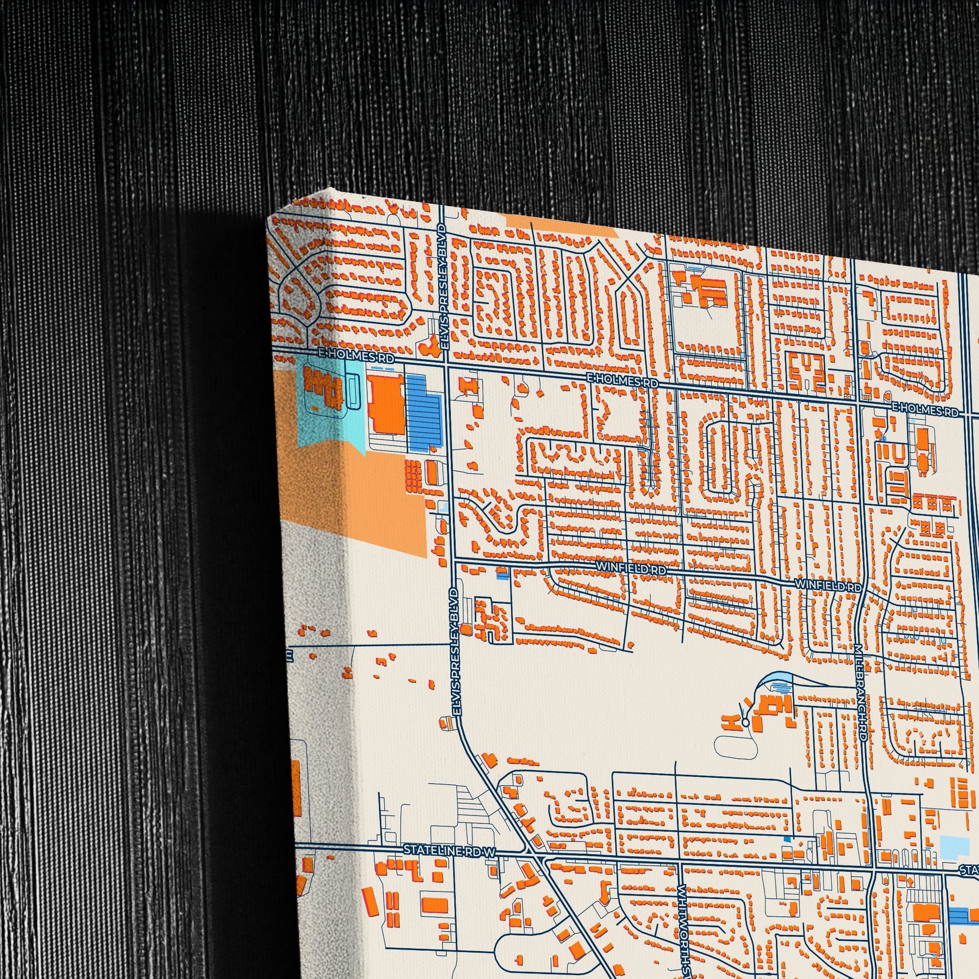 Southaven Mississippi Colorful City Map Canvas Print Detail