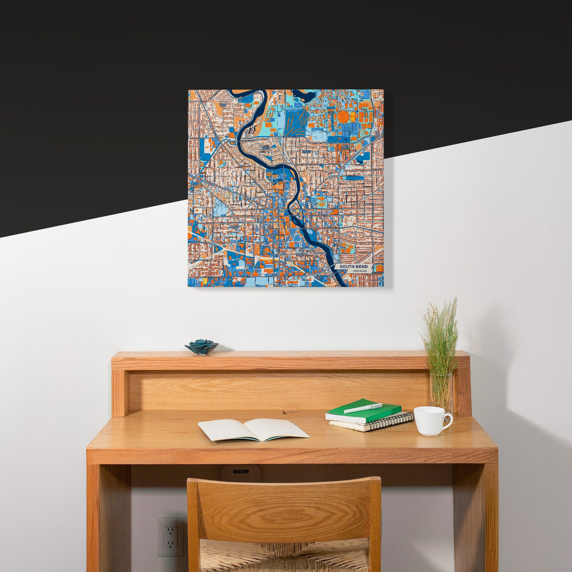 South Bend Indiana Colorful City Map Canvas Print Scene