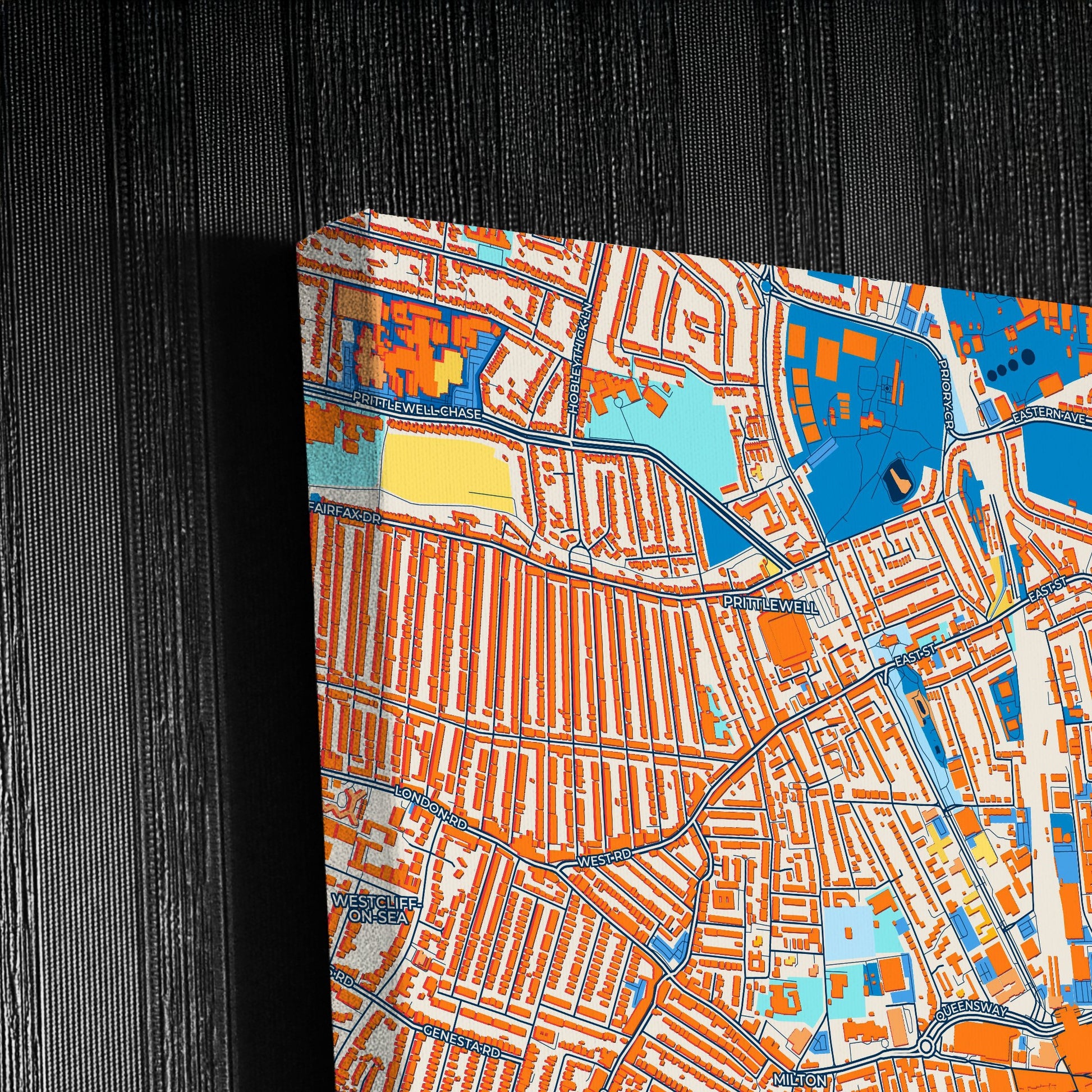 Southend-On-Sea England Colorful City Map Canvas Print Detail