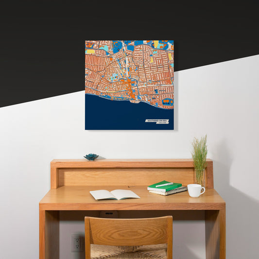 Southend-On-Sea England Colorful City Map Canvas Print Scene