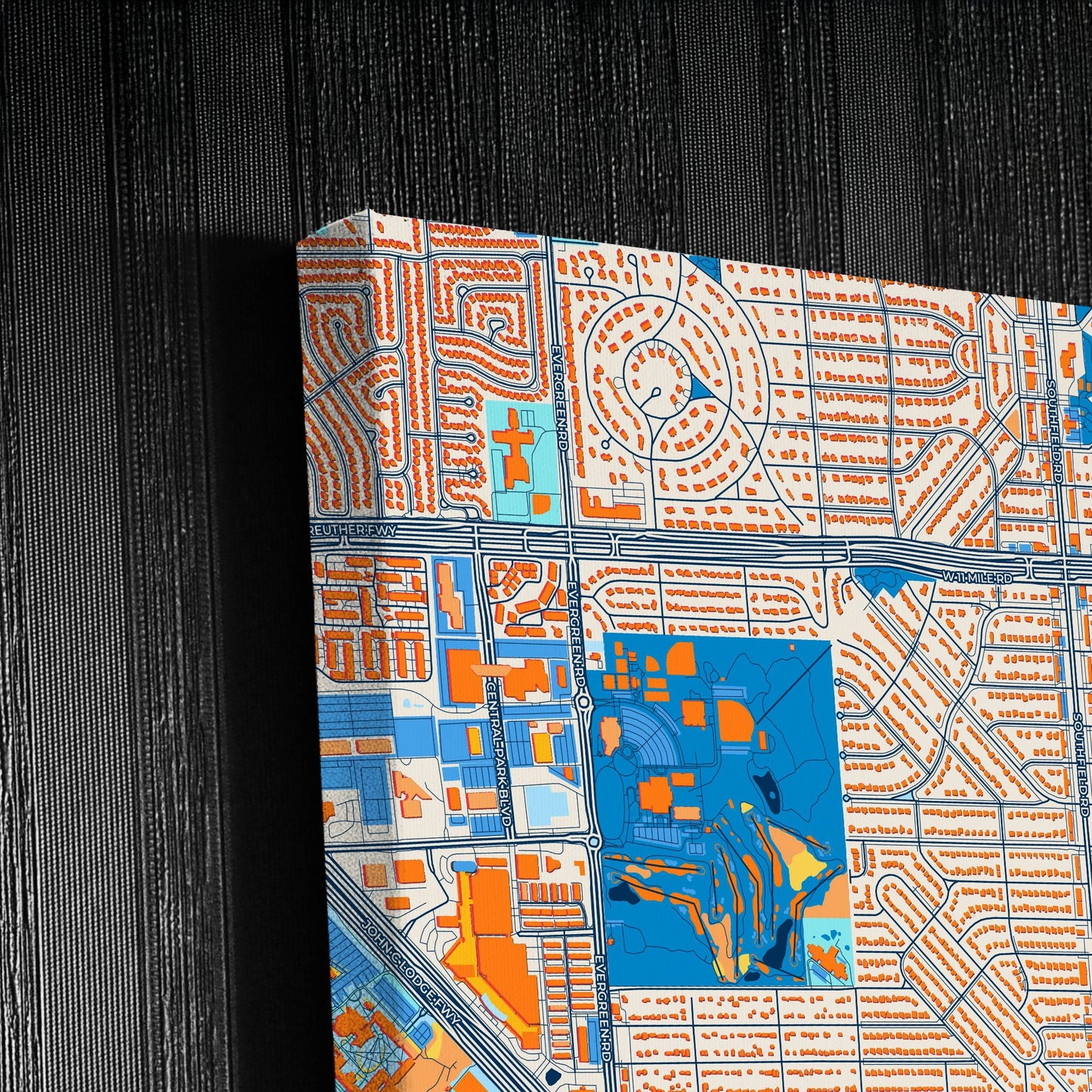 Southfield Michigan Colorful City Map Canvas Print Detail