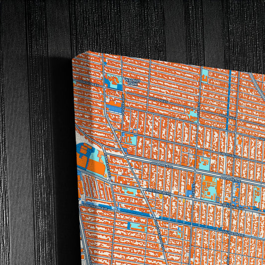 South Gate California Colorful City Map Canvas Print Detail