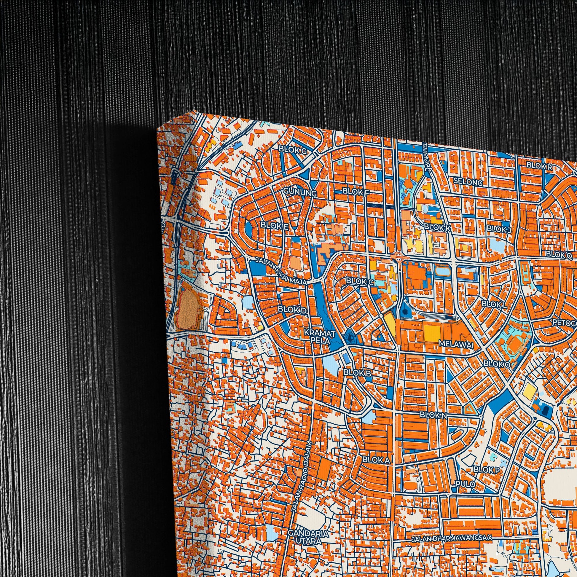 South Jakarta Indonesia Colorful City Map Canvas Print Detail