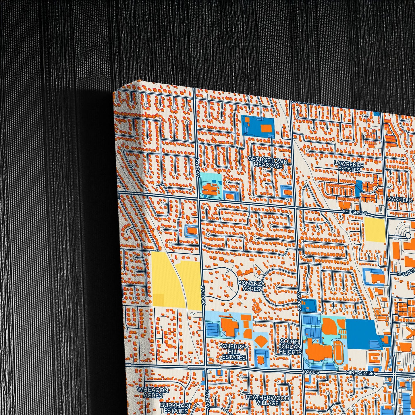 South Jordan Utah Colorful City Map Canvas Print Detail