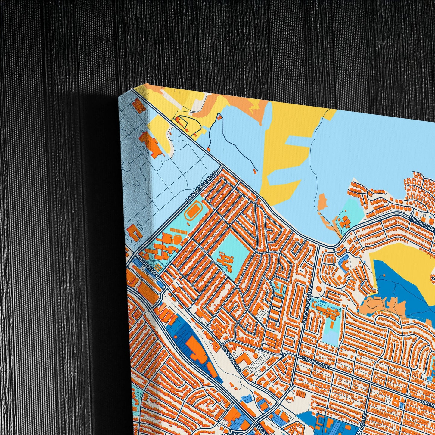 South San Francisco California Colorful City Map Canvas Print Detail