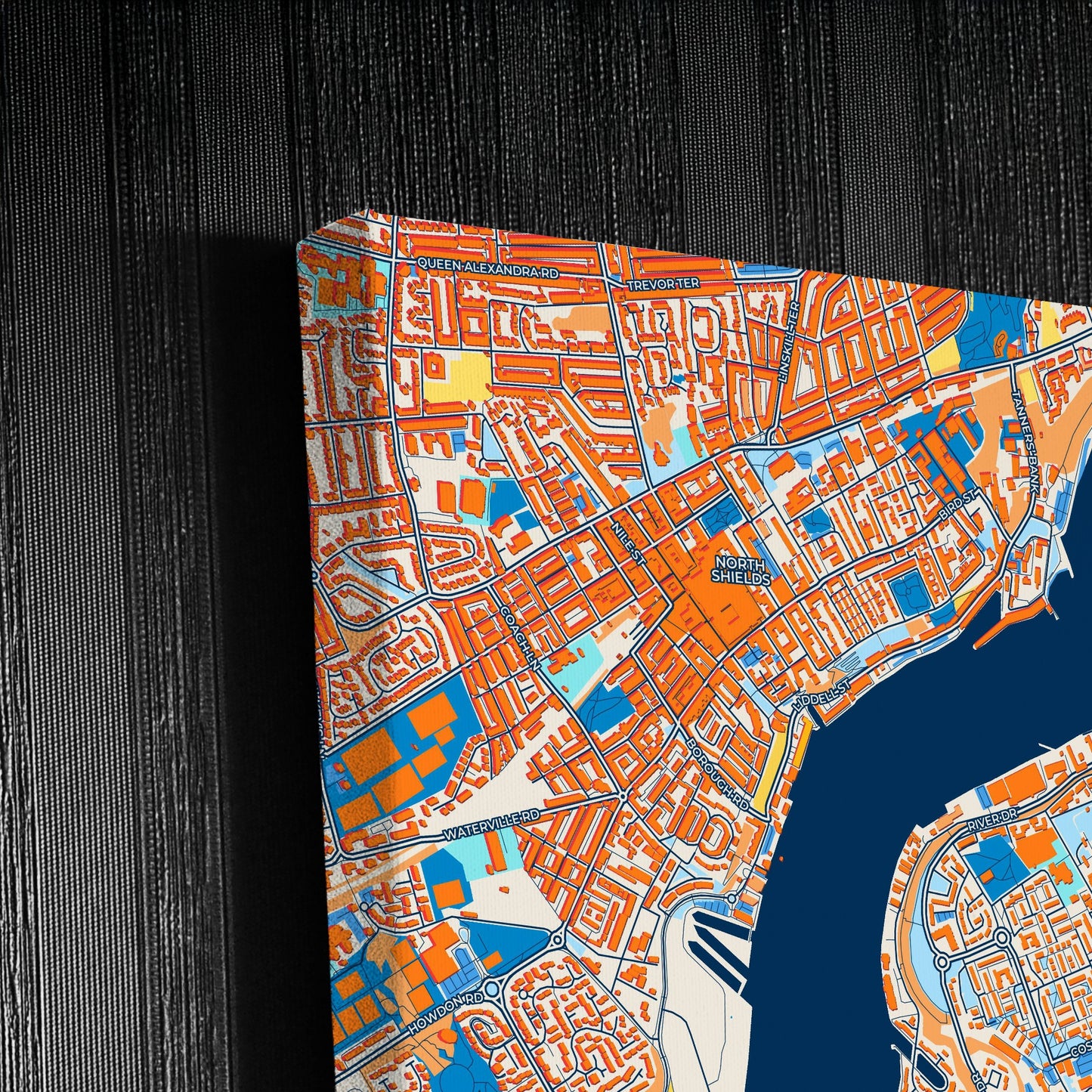 South Shields England Colorful City Map Canvas Print Detail