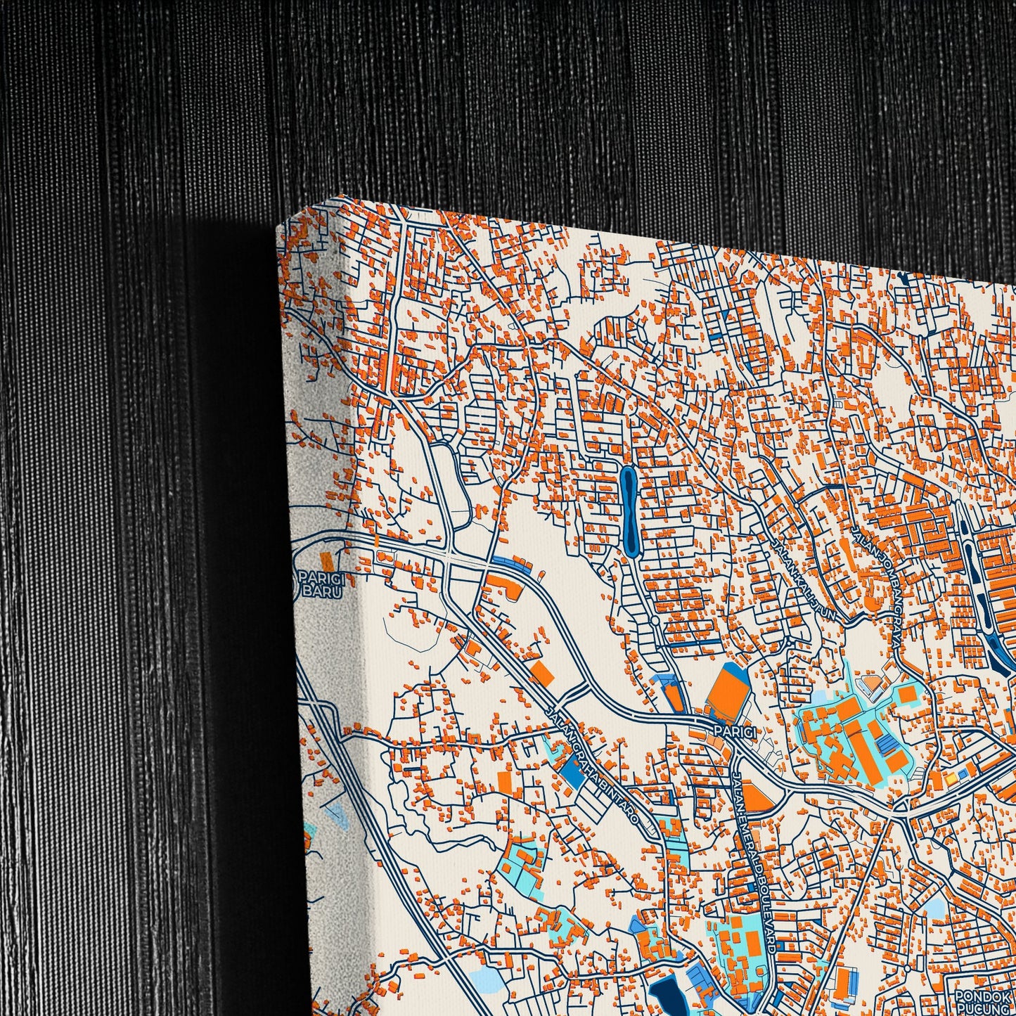 South Tangerang Indonesia Colorful City Map Canvas Print Detail