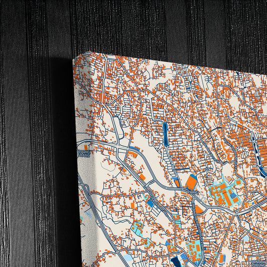 South Tangerang Indonesia Colorful City Map Canvas Print Detail