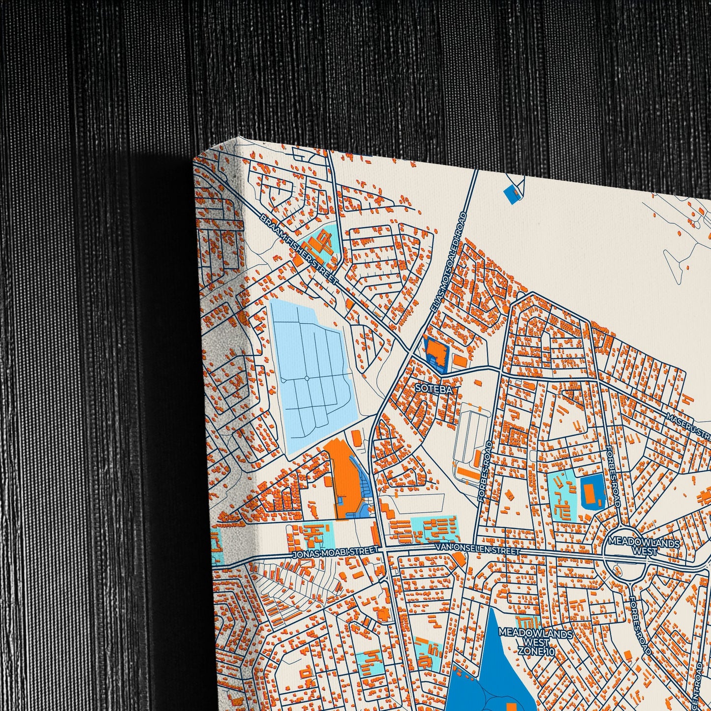 Soweto South Africa Colorful City Map Canvas Print Detail