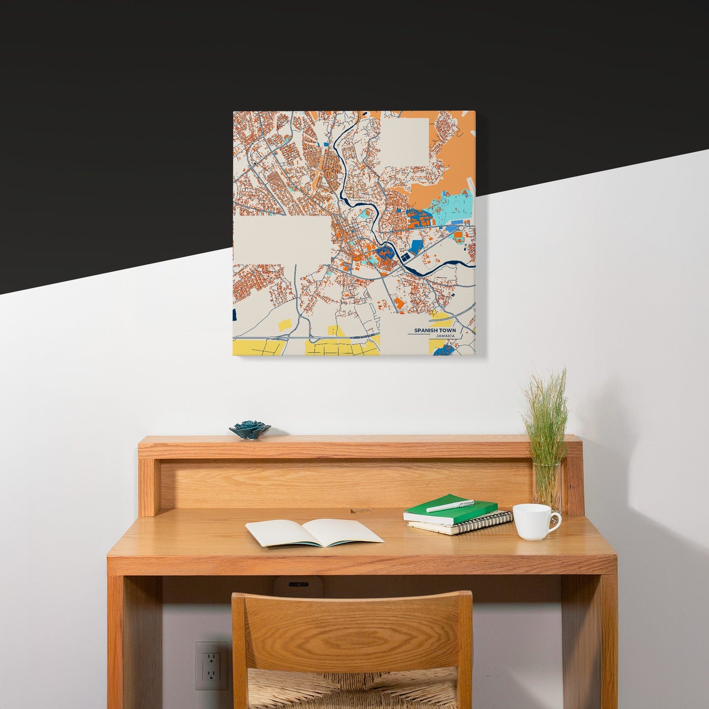 Spanish Town Jamaica Colorful City Map Canvas Print Scene