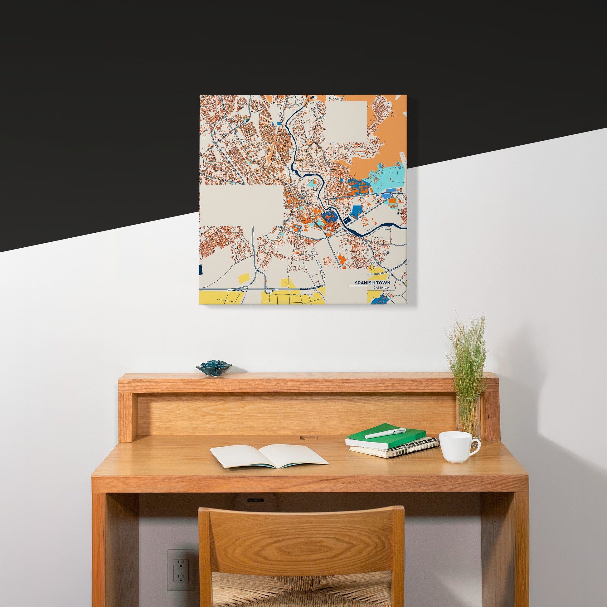 Spanish Town Jamaica Colorful City Map Canvas Print Scene