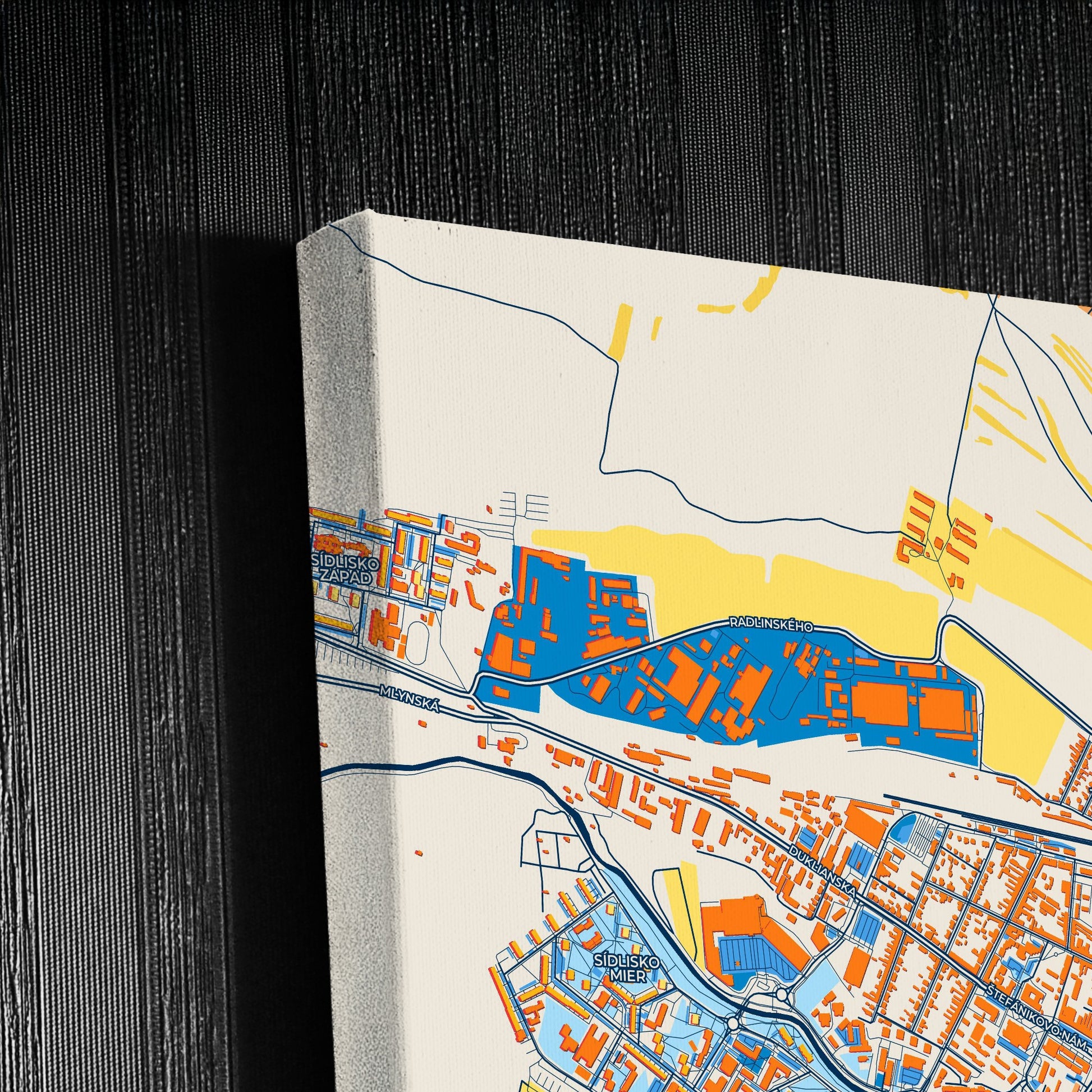 Spišská Nová Ves Slovakia Colorful City Map Canvas Print Detail