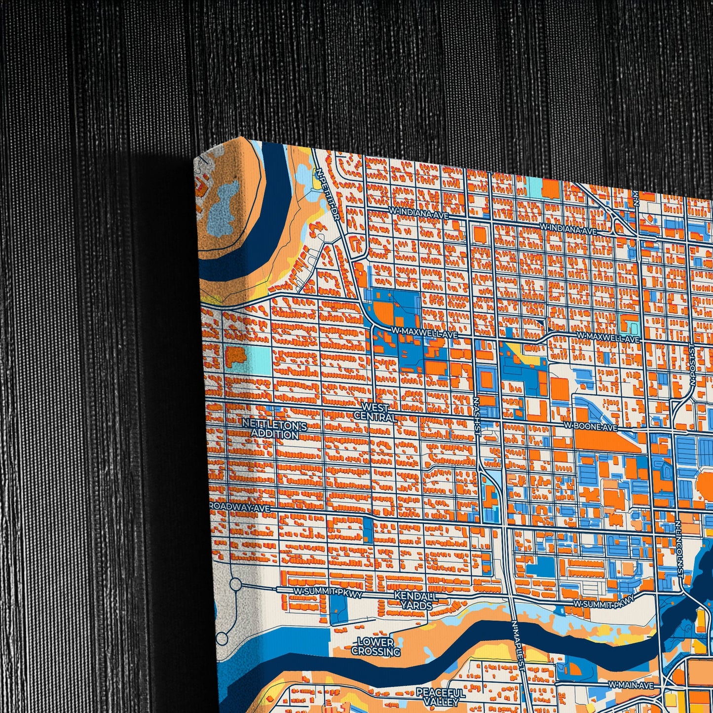 Spokane Washington Colorful City Map Canvas Print Detail