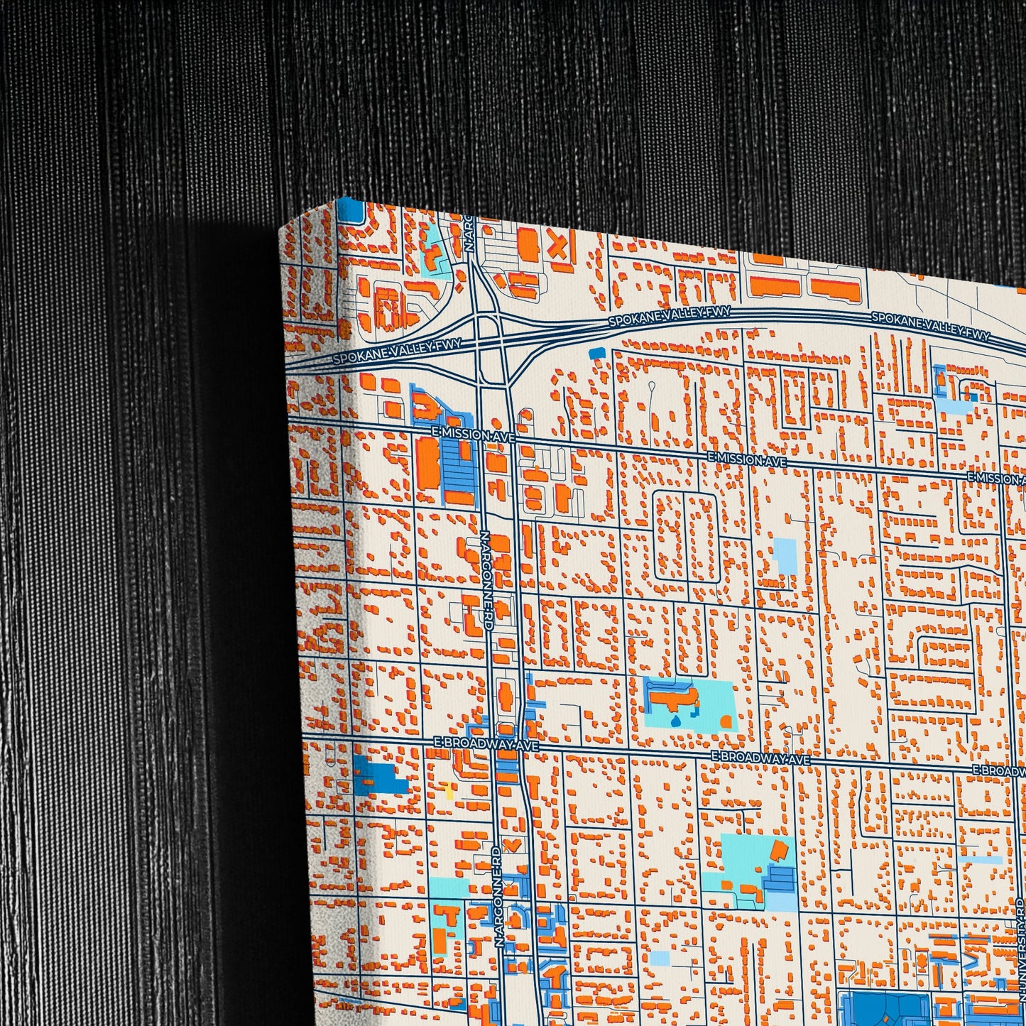 Spokane Valley Washington Colorful City Map Canvas Print Detail