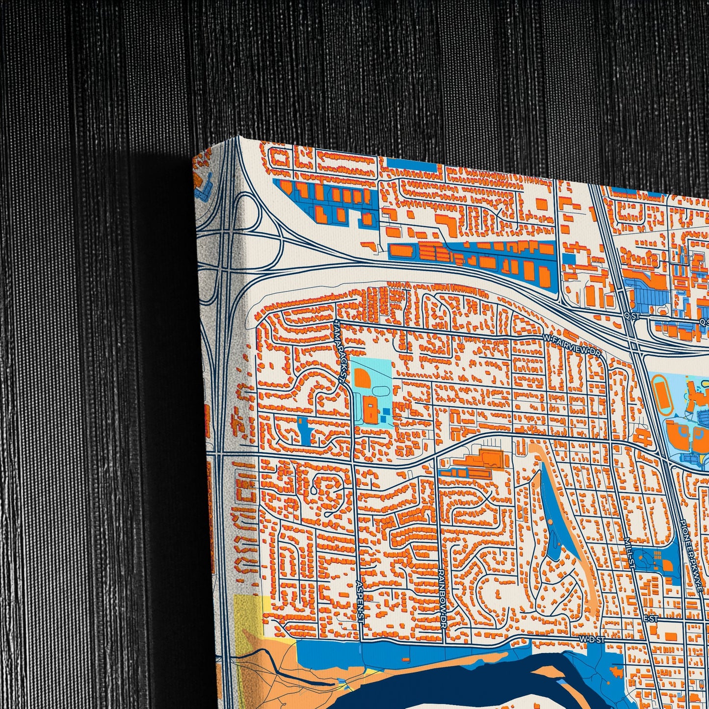 Springfield Oregon Colorful City Map Canvas Print Detail