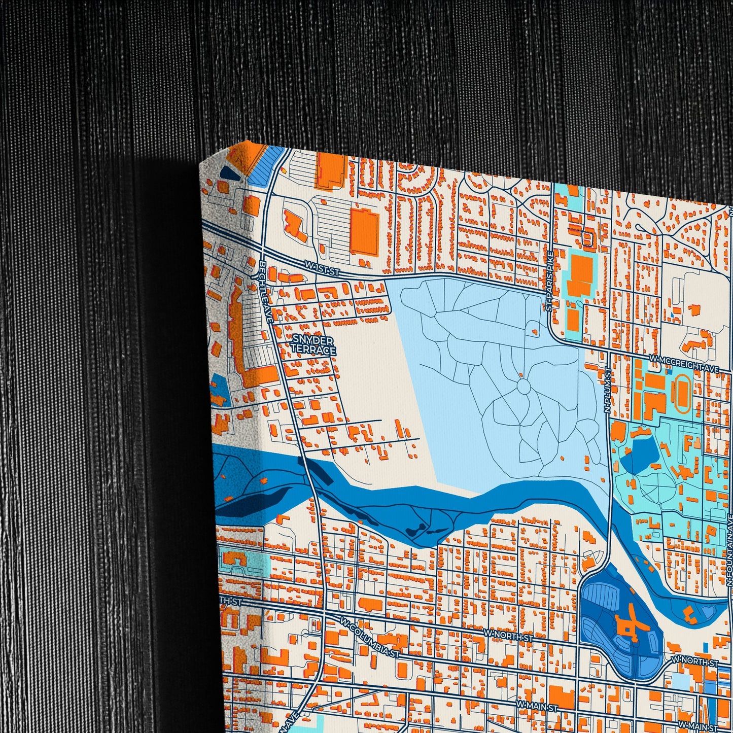 Springfield Ohio Colorful City Map Canvas Print Detail