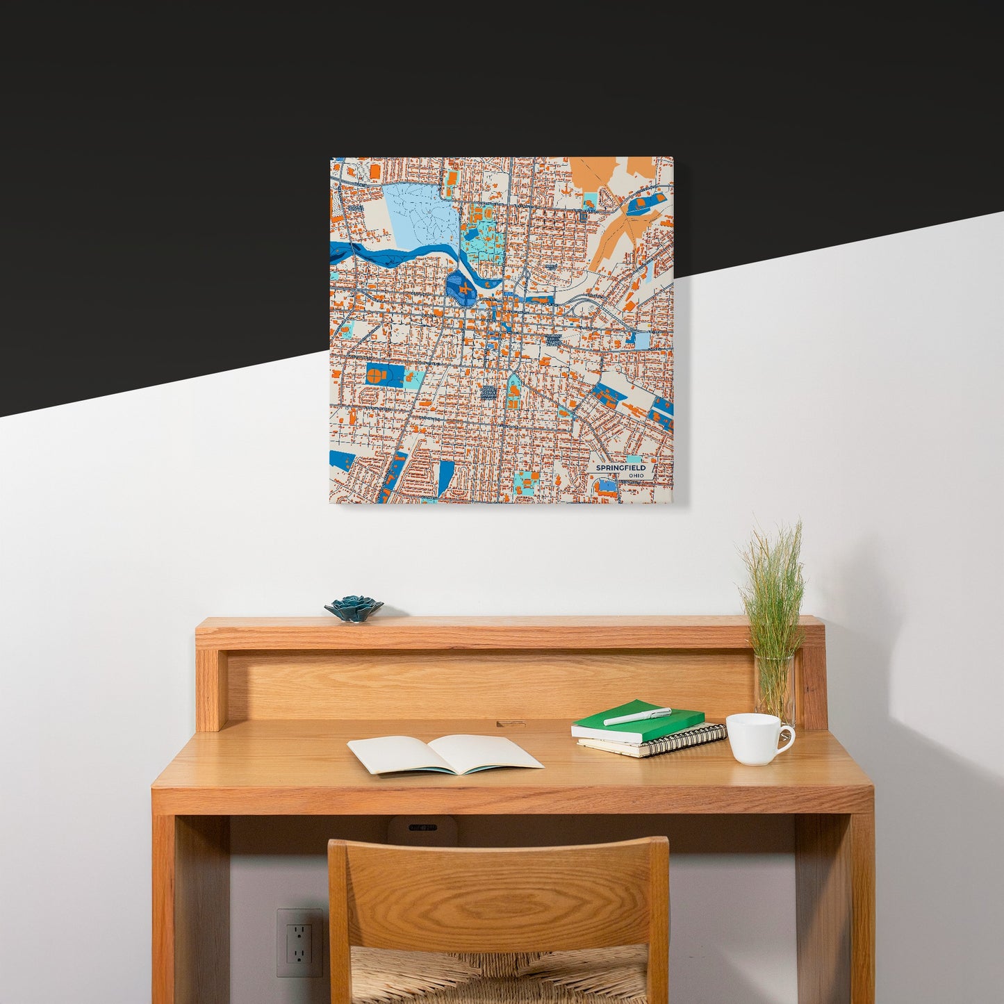 Springfield Ohio Colorful City Map Canvas Print Scene