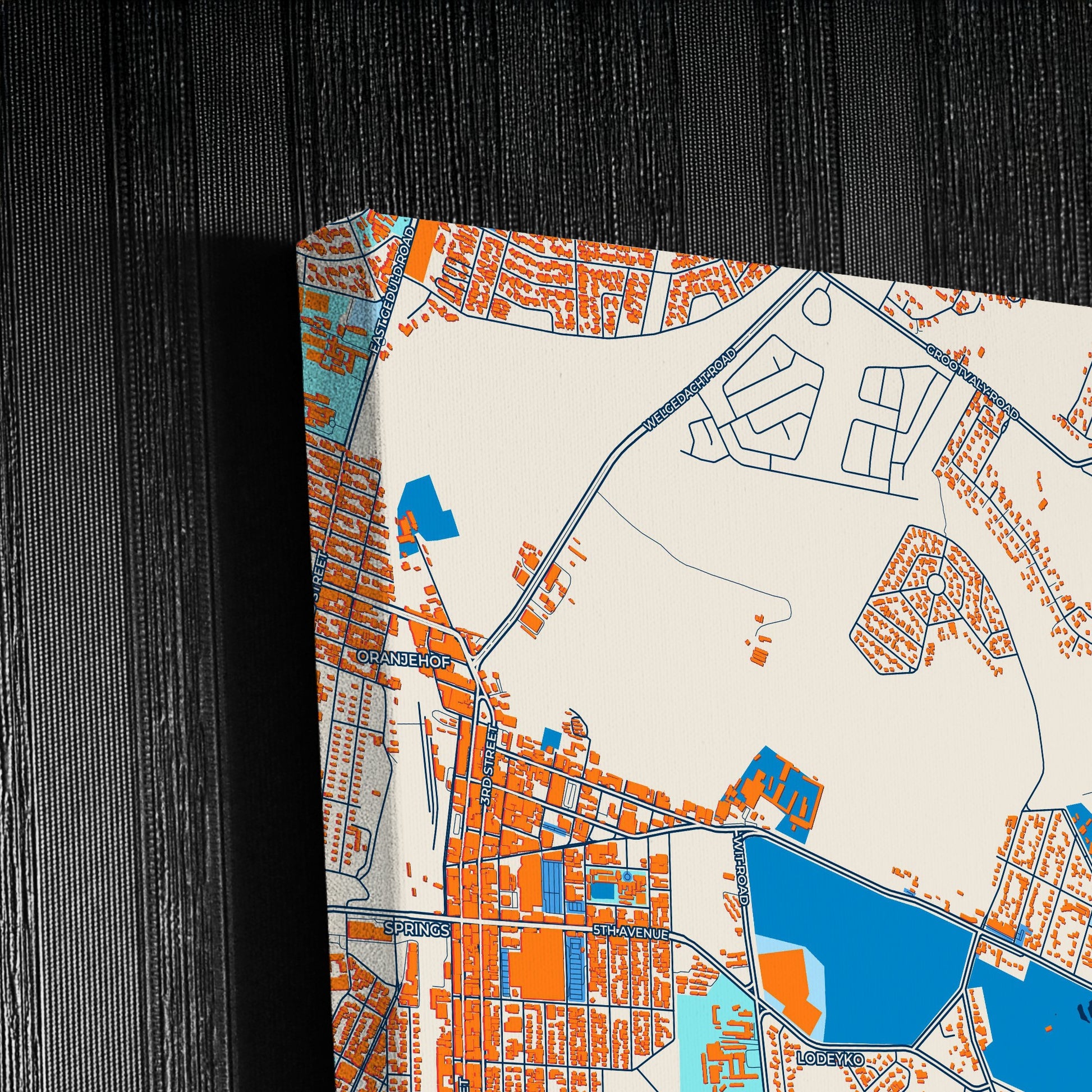 Springs South Africa Colorful City Map Canvas Print Detail