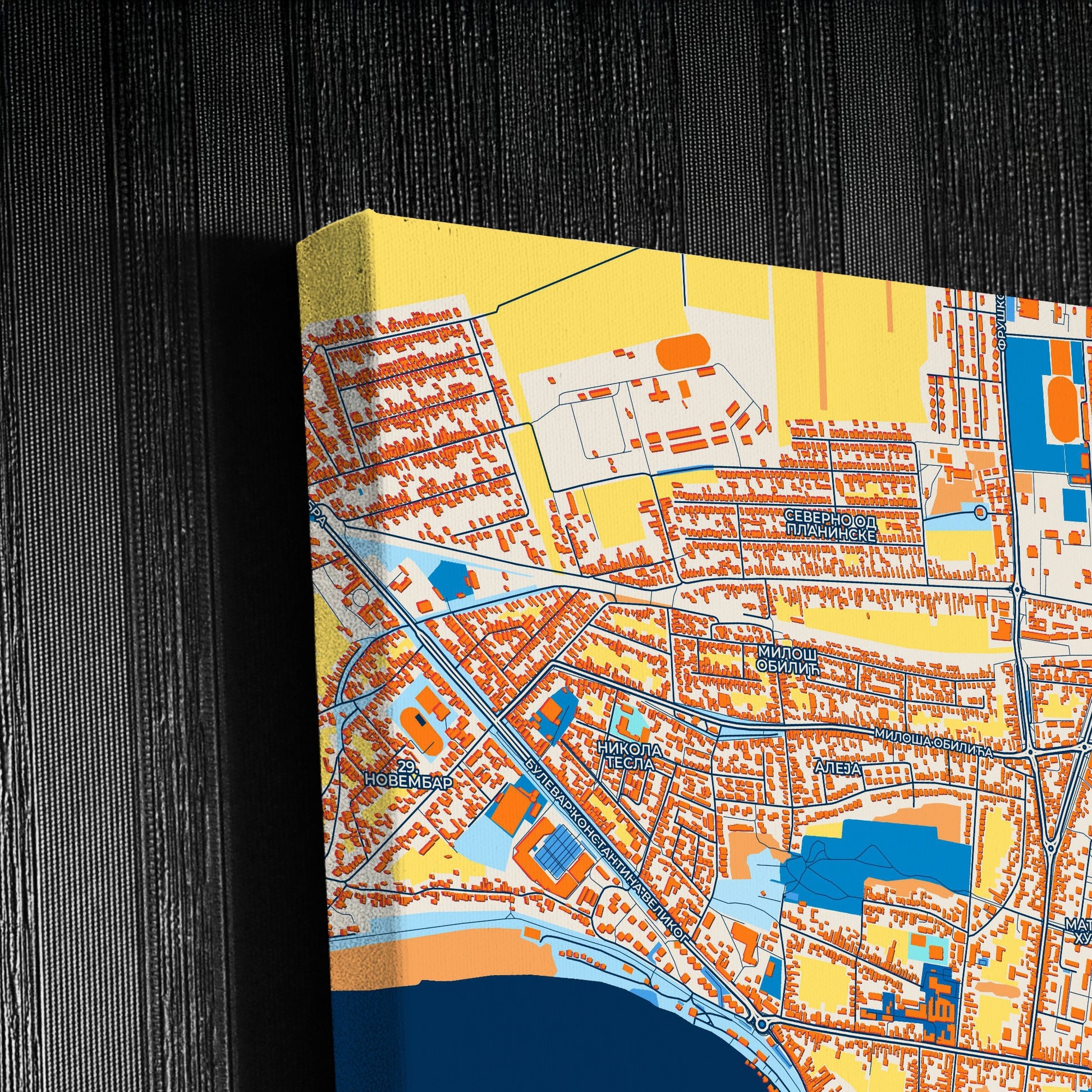 Сремска Митровица Serbia Colorful City Map Canvas Print Detail