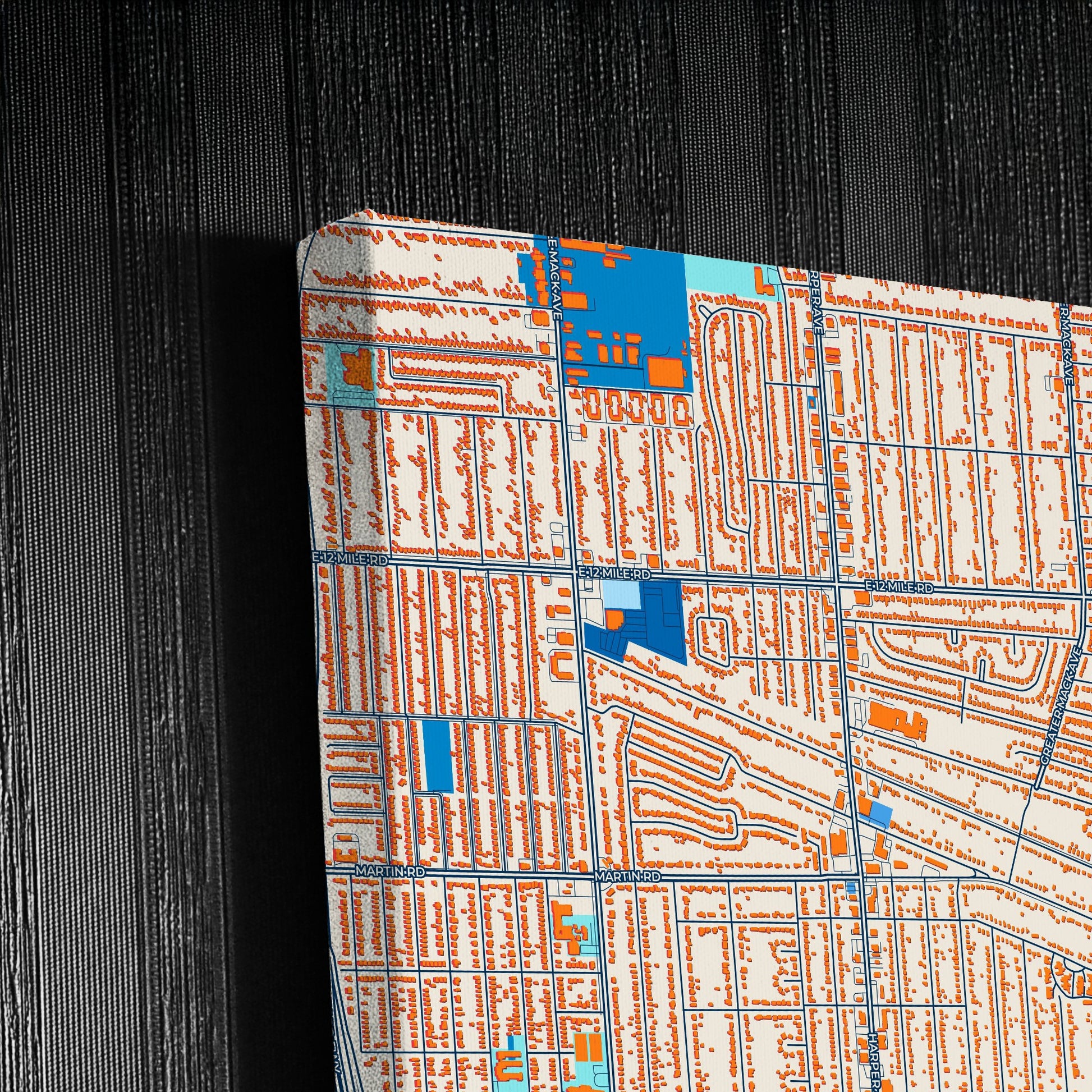 St. Clair Shores Michigan Colorful City Map Canvas Print Detail
