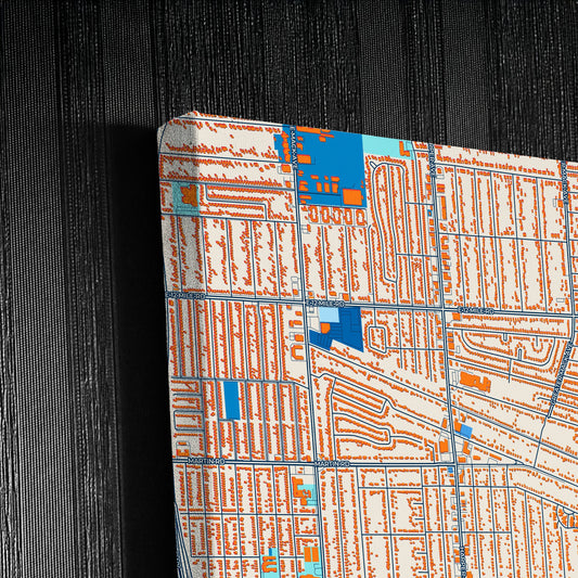 St. Clair Shores Michigan Colorful City Map Canvas Print Detail