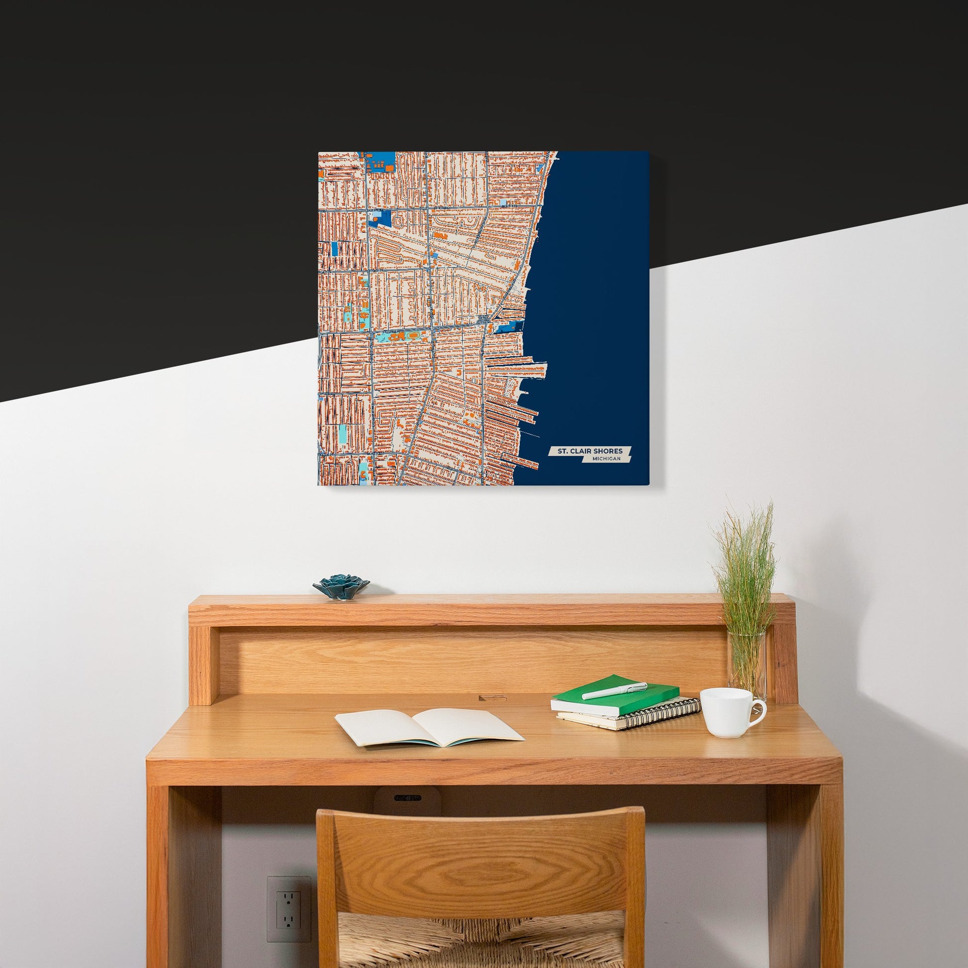 St. Clair Shores Michigan Colorful City Map Canvas Print Scene