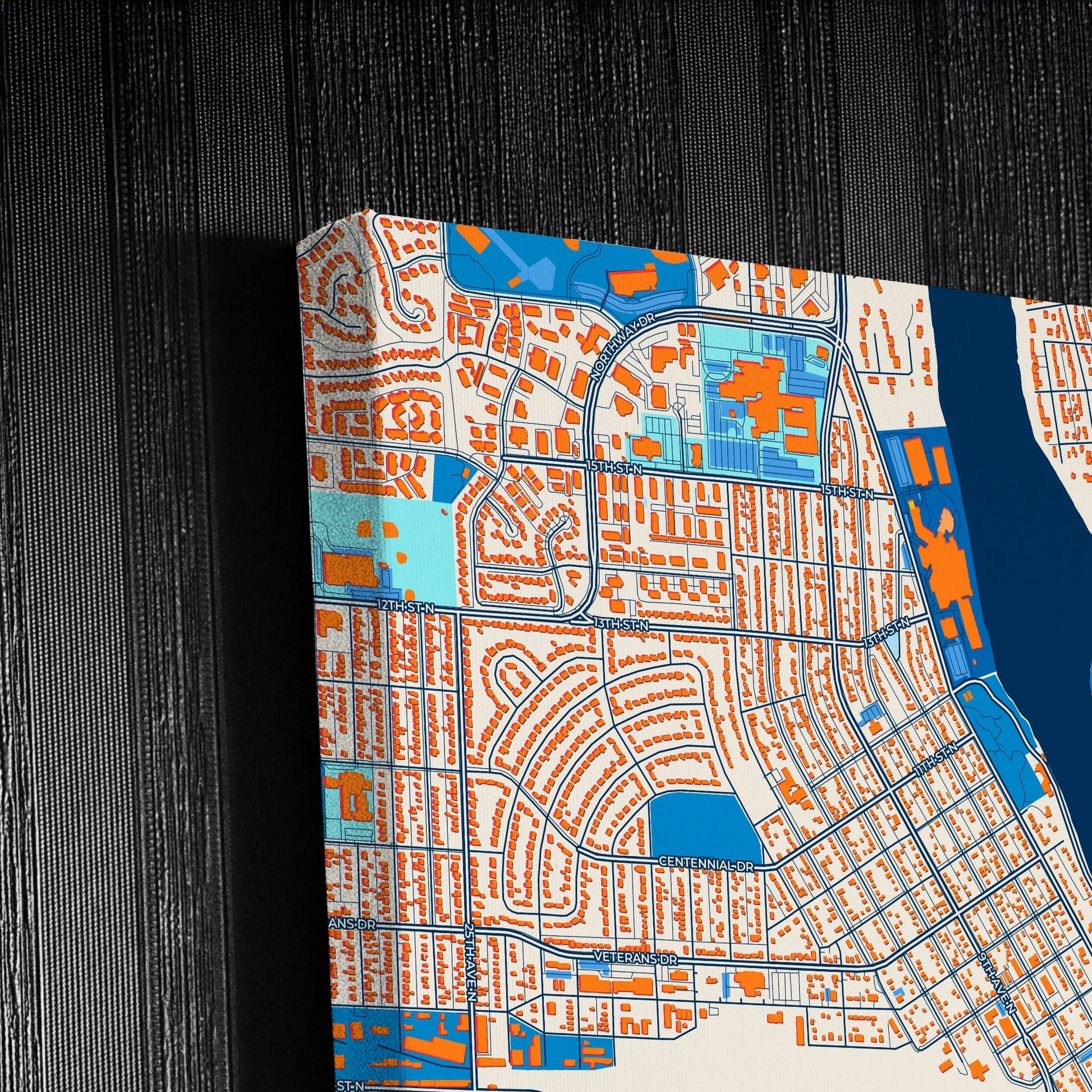 St. Cloud Minnesota Colorful City Map Canvas Print Detail