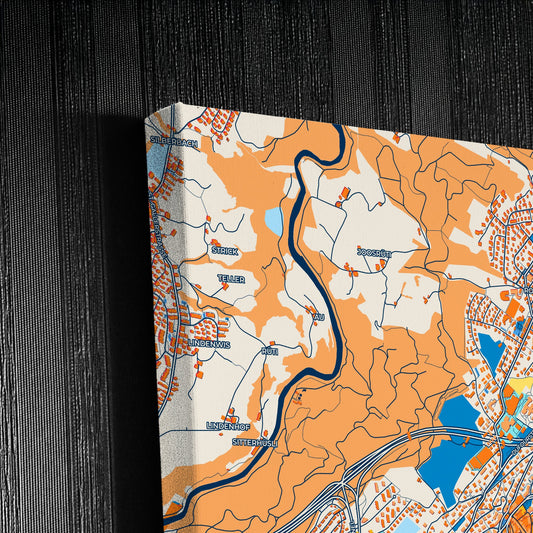 St. Gallen Switzerland Colorful City Map Canvas Print Detail