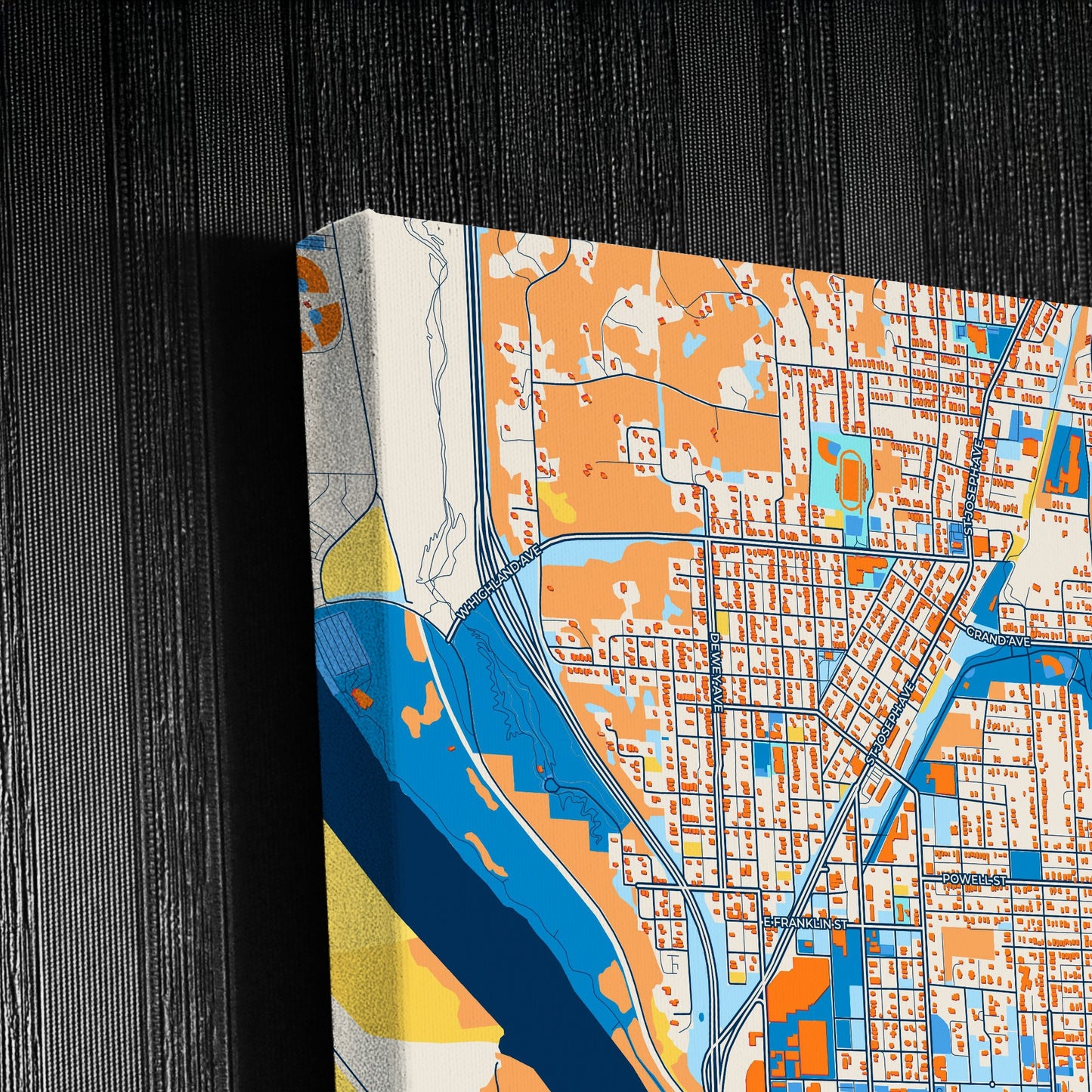 St. Joseph Missouri Colorful City Map Canvas Print Detail