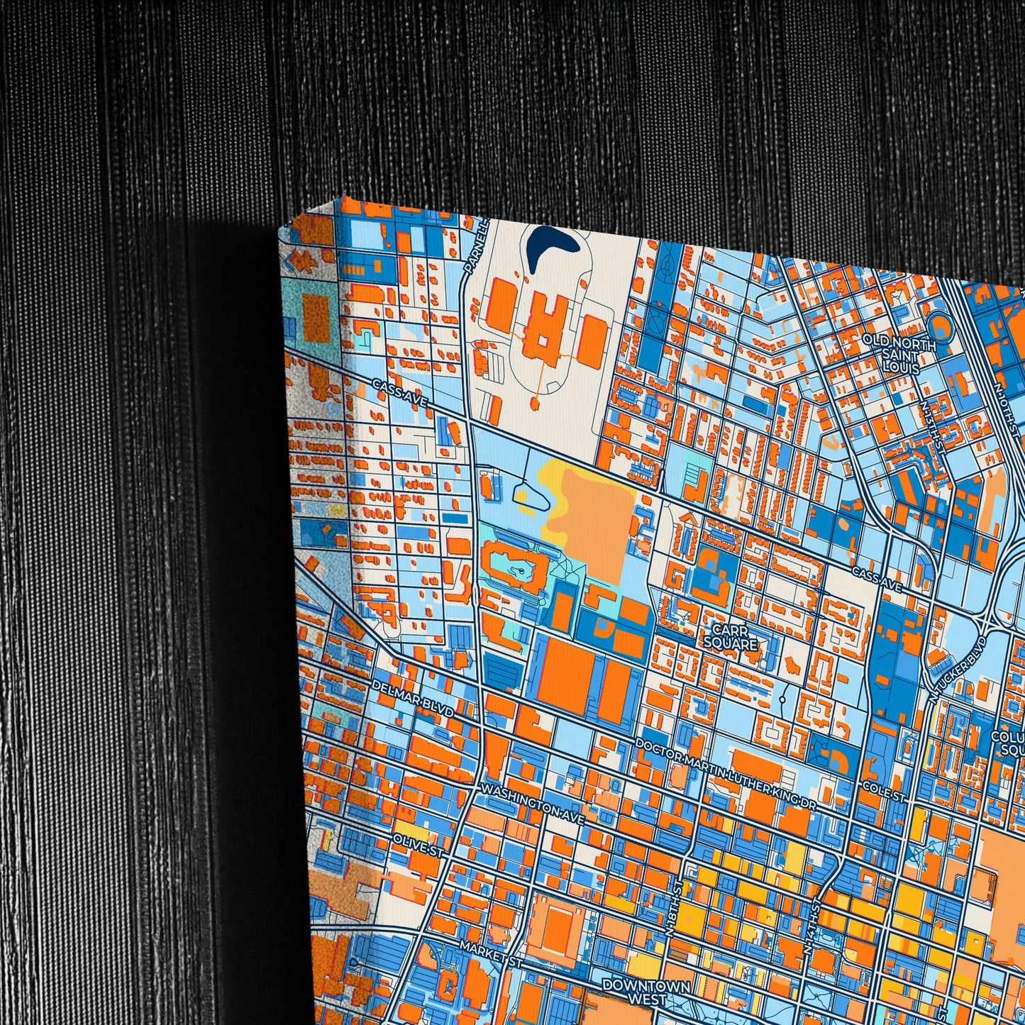 St. Louis Missouri Colorful City Map Canvas Print Detail