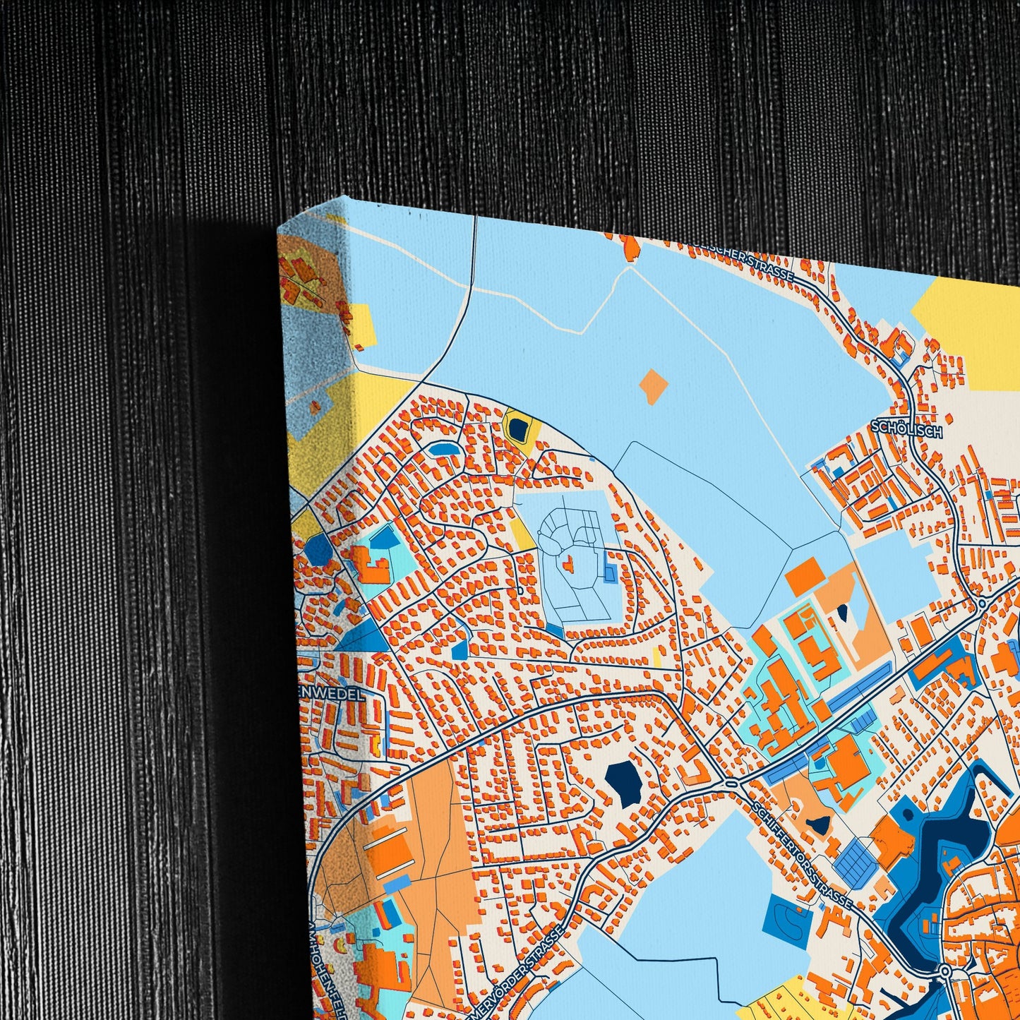 Stade Germany Colorful City Map Canvas Print Detail