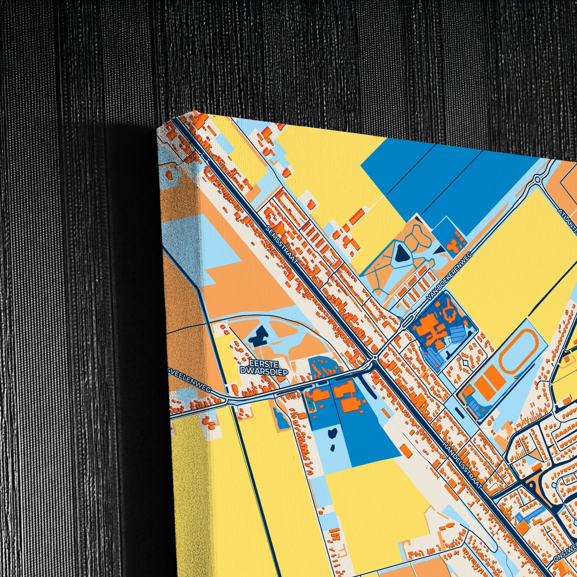 Stadskanaal Netherlands Colorful City Map Canvas Print Detail