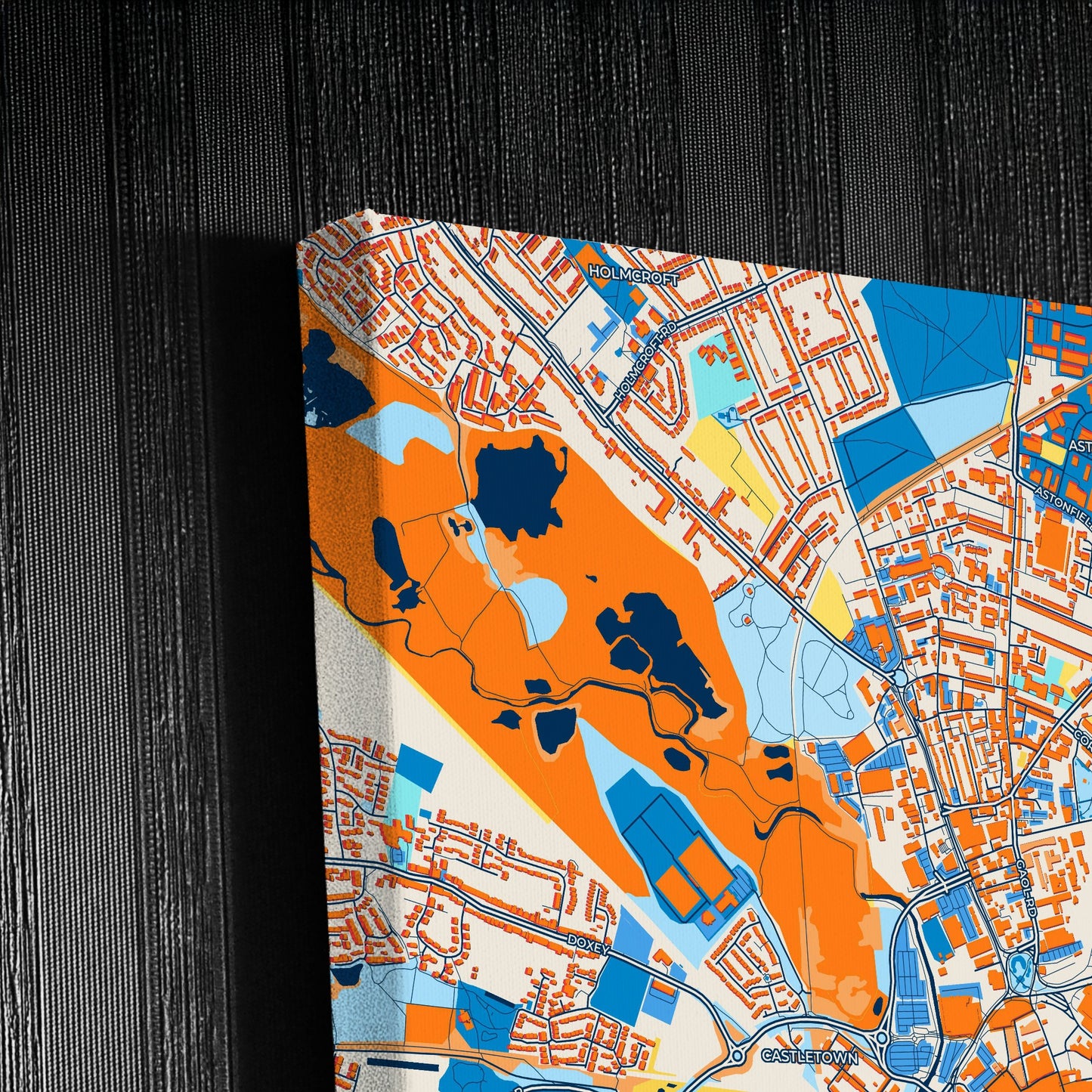 Stafford England Colorful City Map Canvas Print Detail